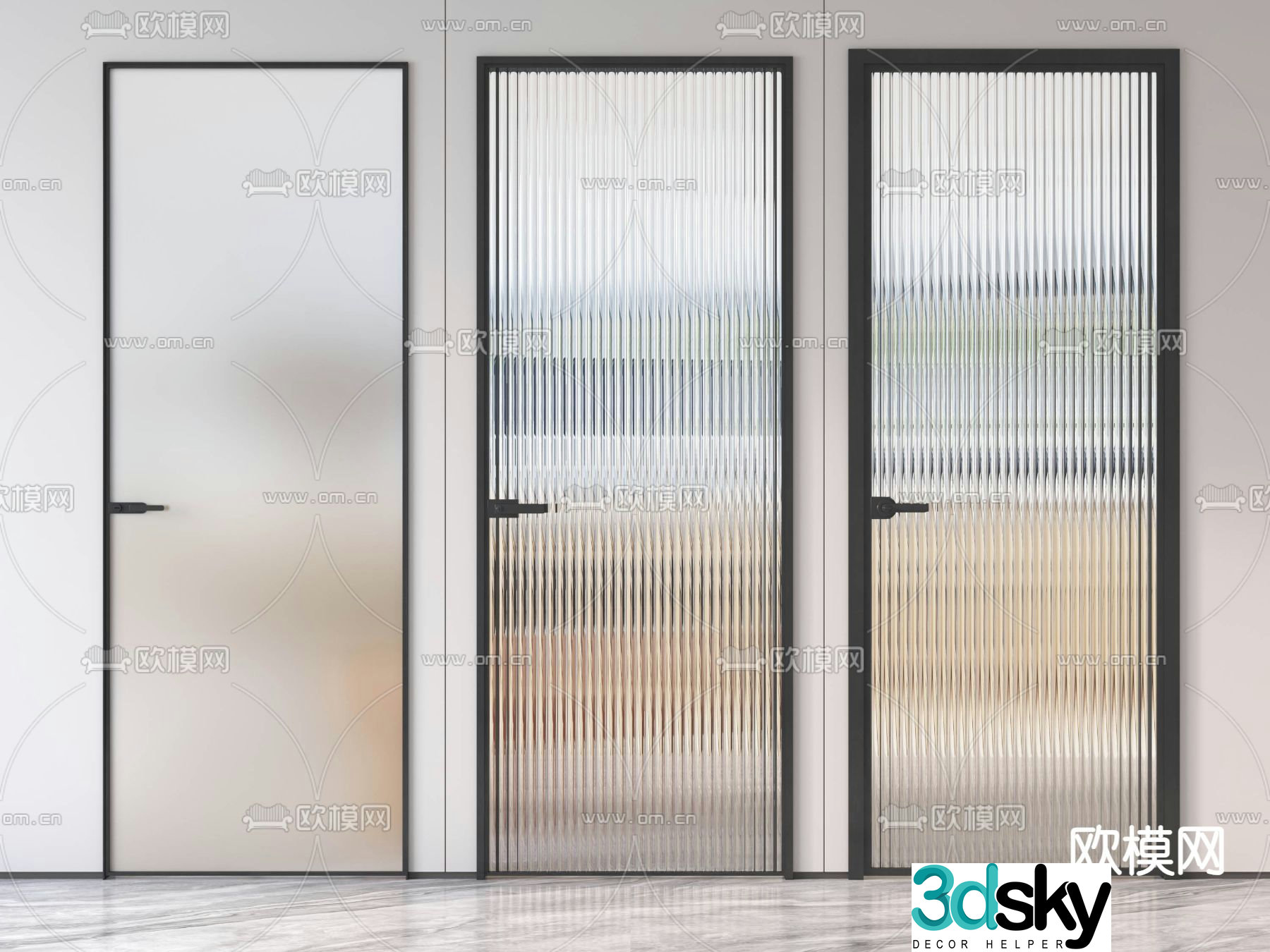 Changhong Glass Door Kitchen and Bathroom Door 3D Model