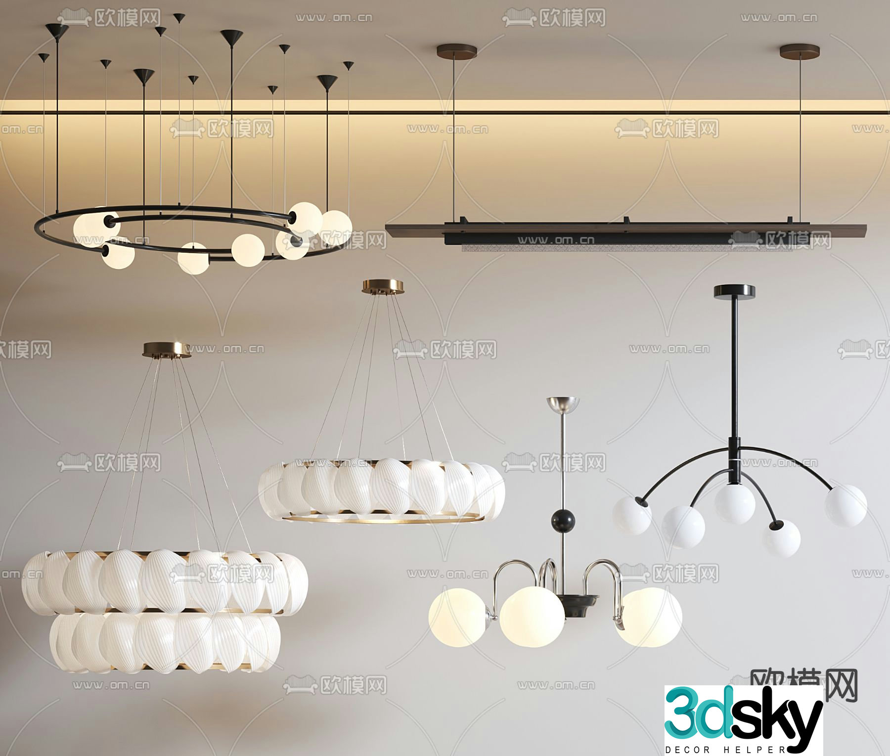Modern chandelier combination 3d model