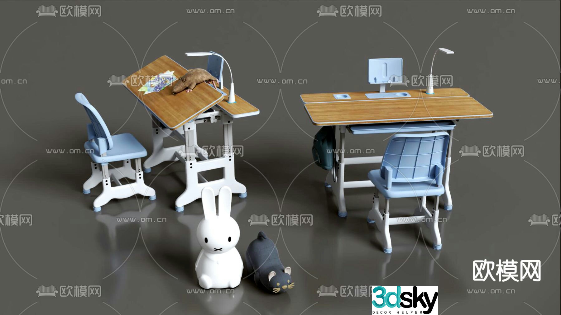Children’s desk study table lift table 3d model