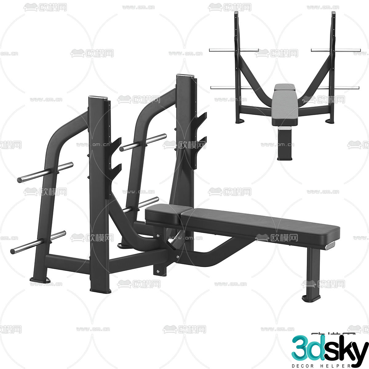 Fitness equipment bench press rack 3d model