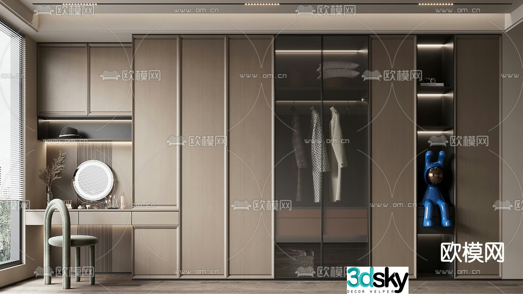 New Chinese style wardrobe wardrobe 3d model