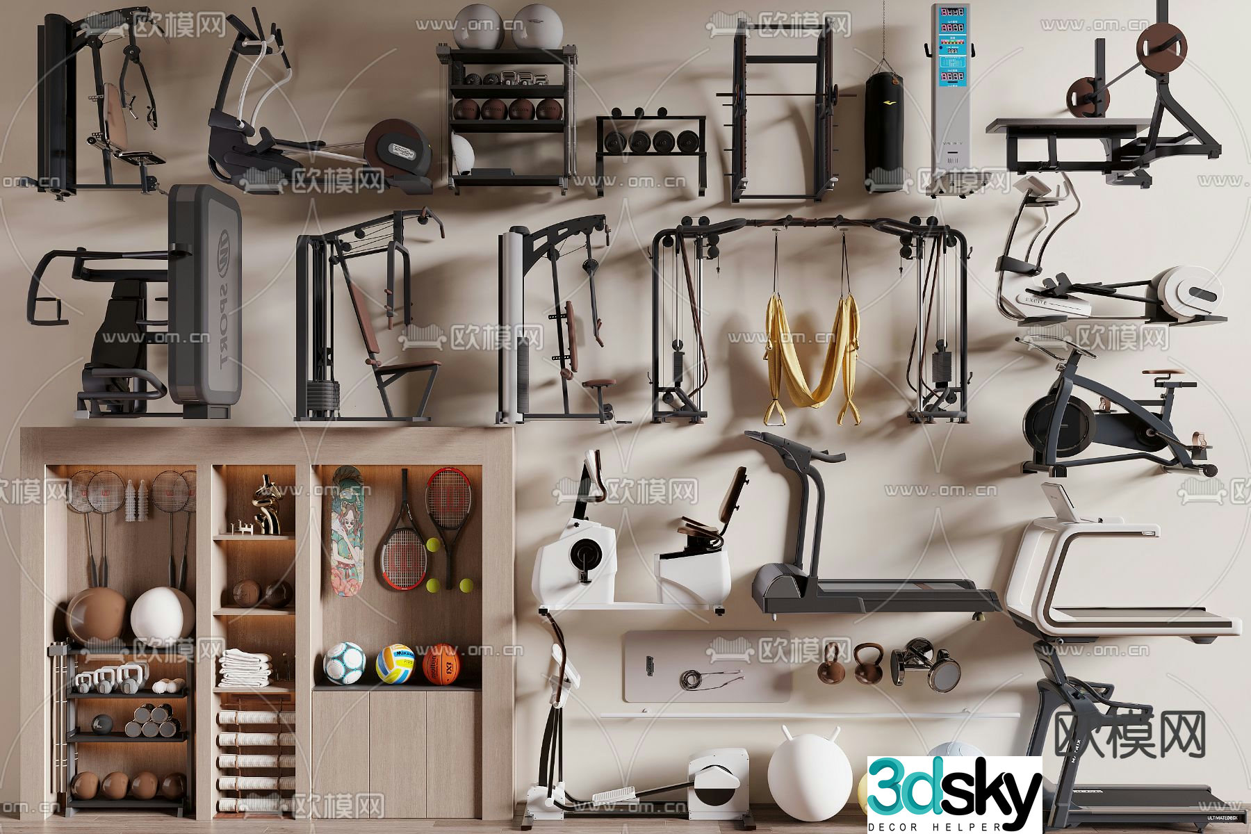Fitness equipment sports equipment 3d model