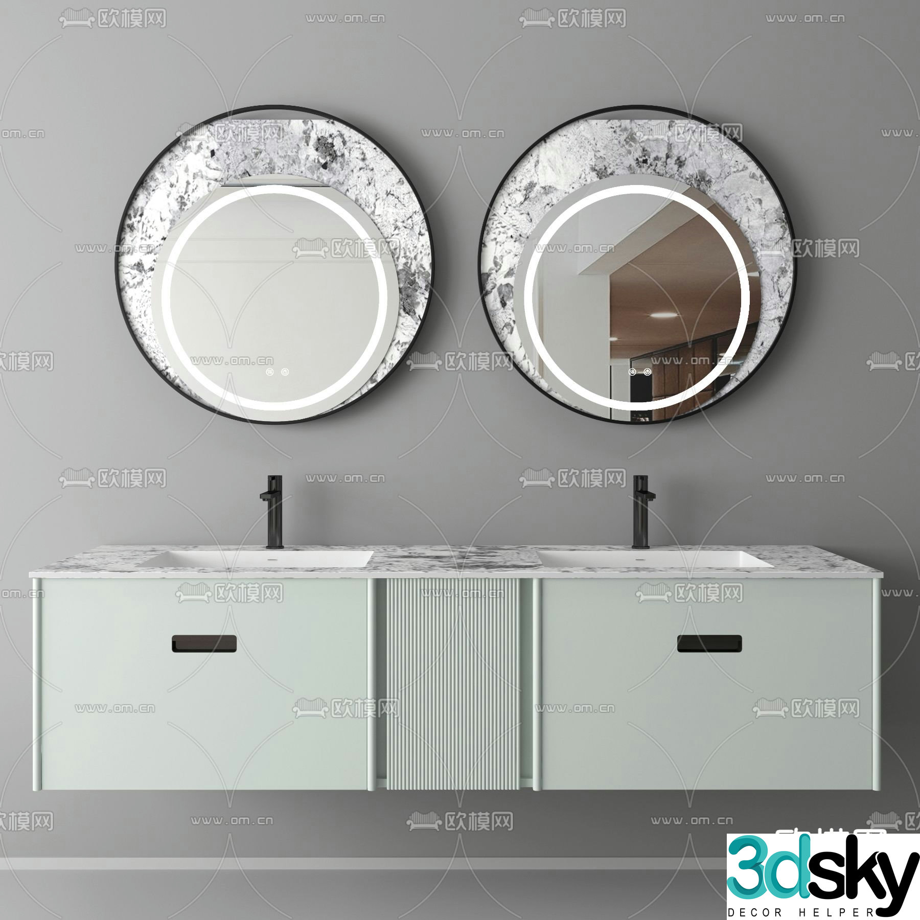 Bathroom cabinet bathroom cabinet double basin washbasin 3d model