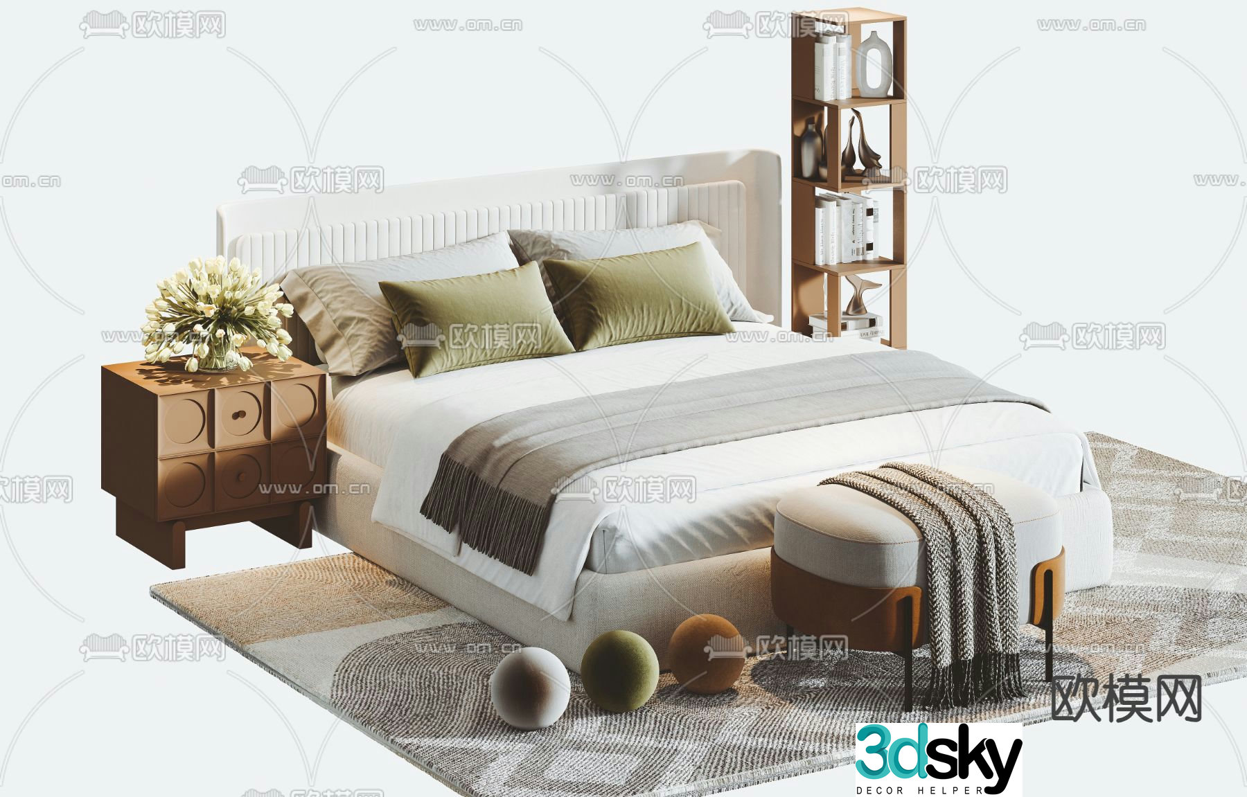 Modern double bed 3d model