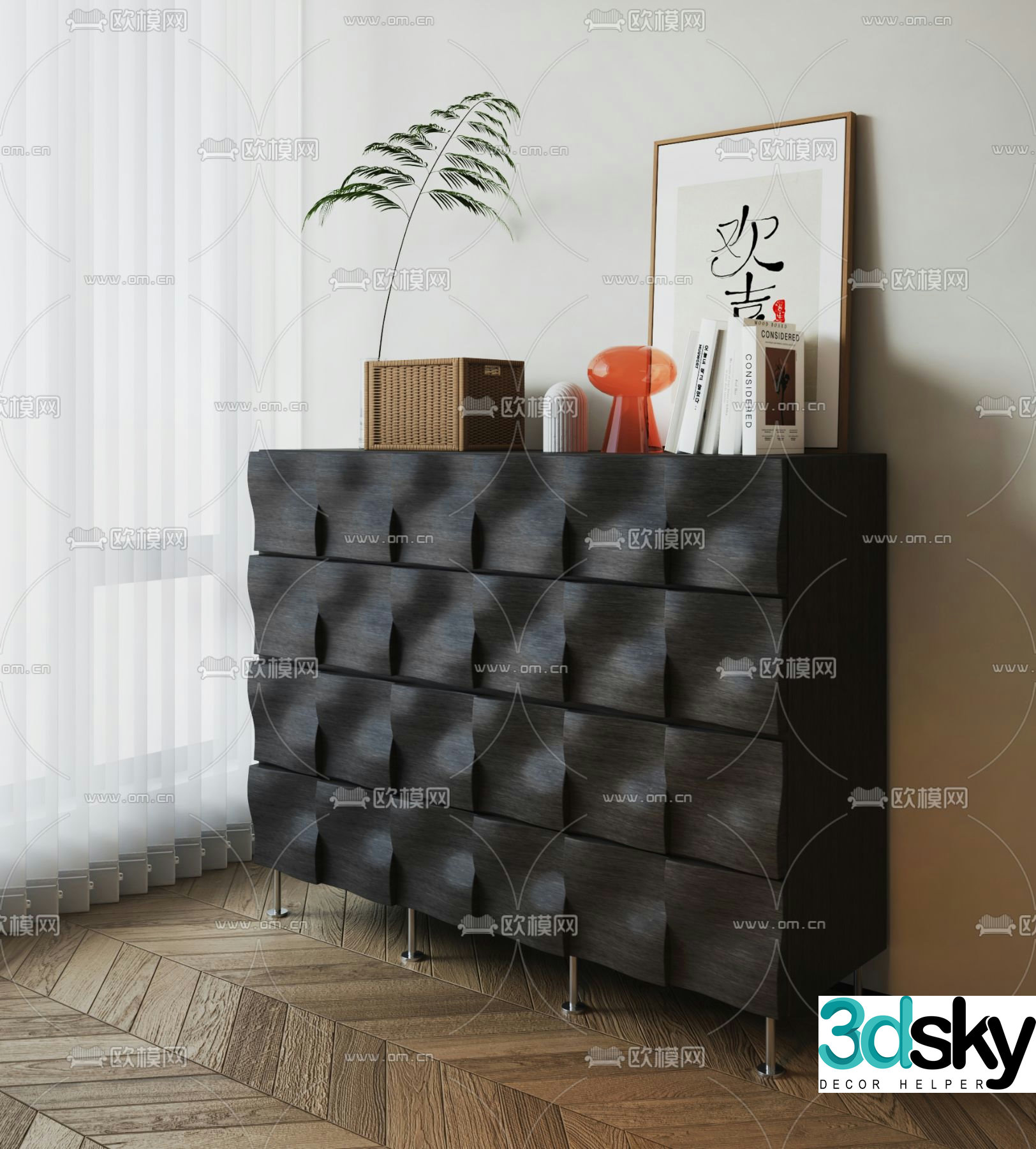 Black porch cabinet 3d model