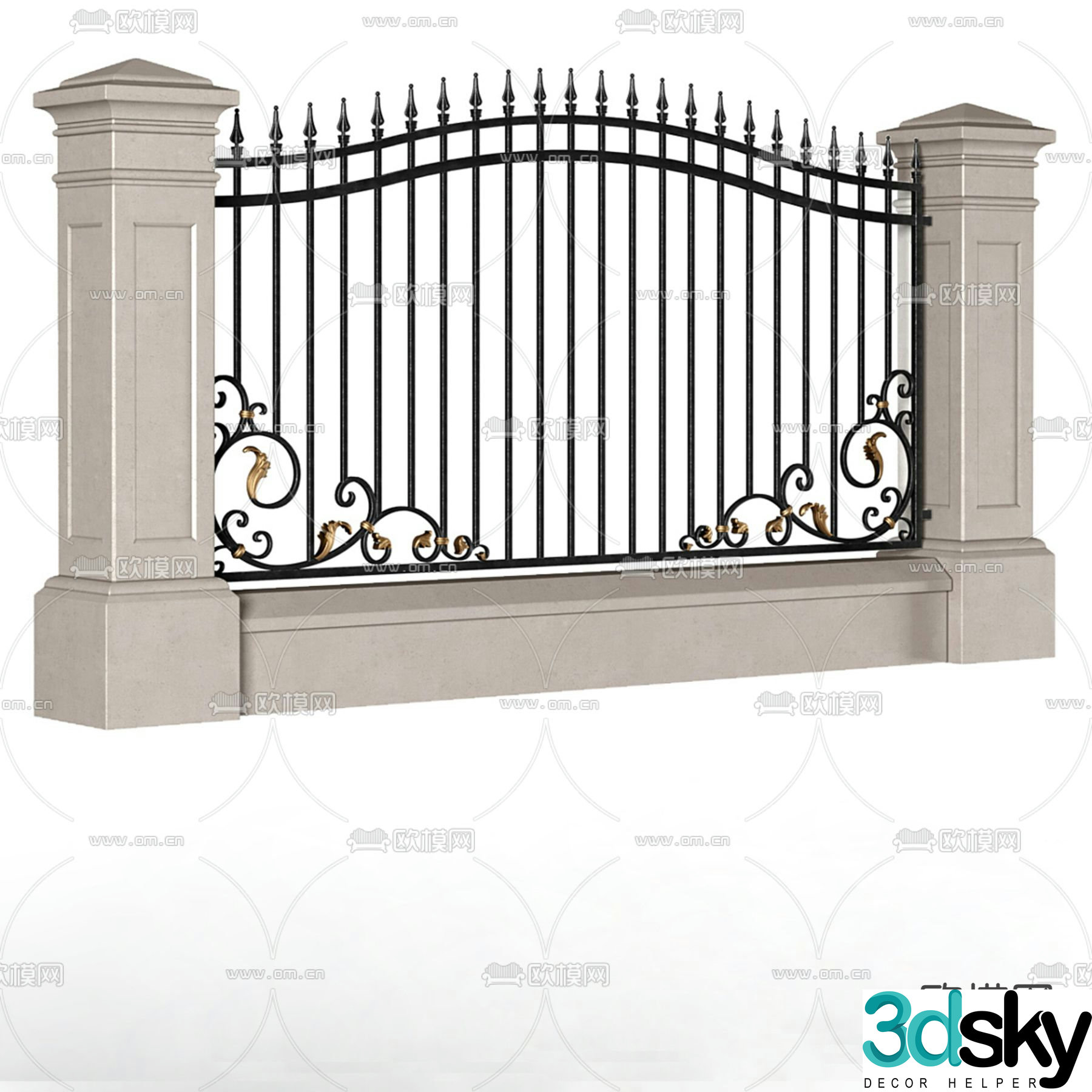 European fence Fence Wrought Wrought Fence 3D Model