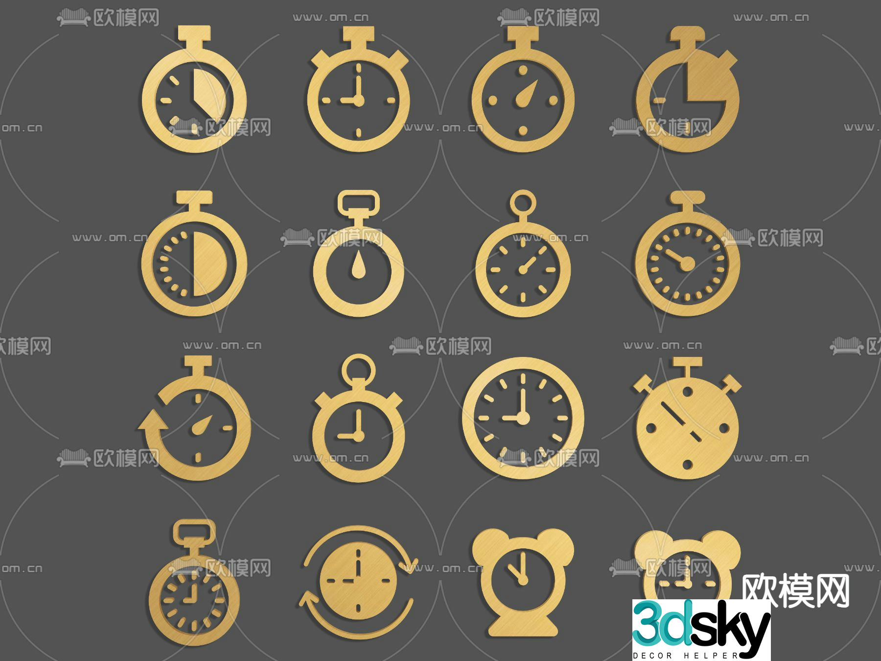 clock stopwatch timer icon 3d model