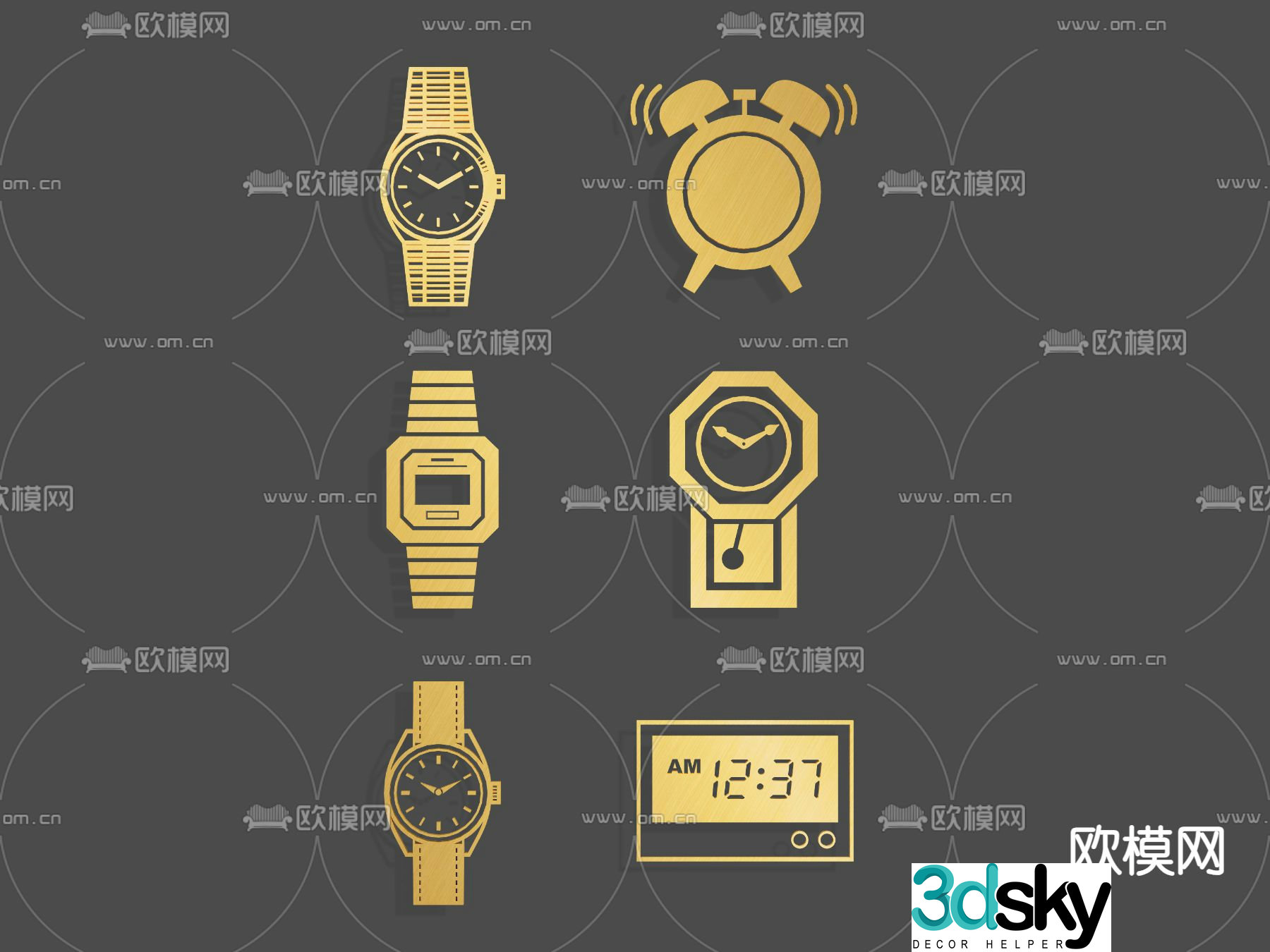clock stopwatch timer icon 3d model