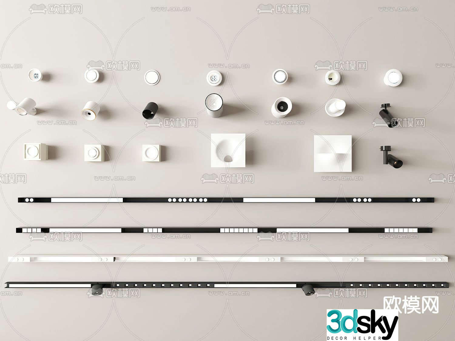 Modern downlight spotlight magnetic track light 3d model