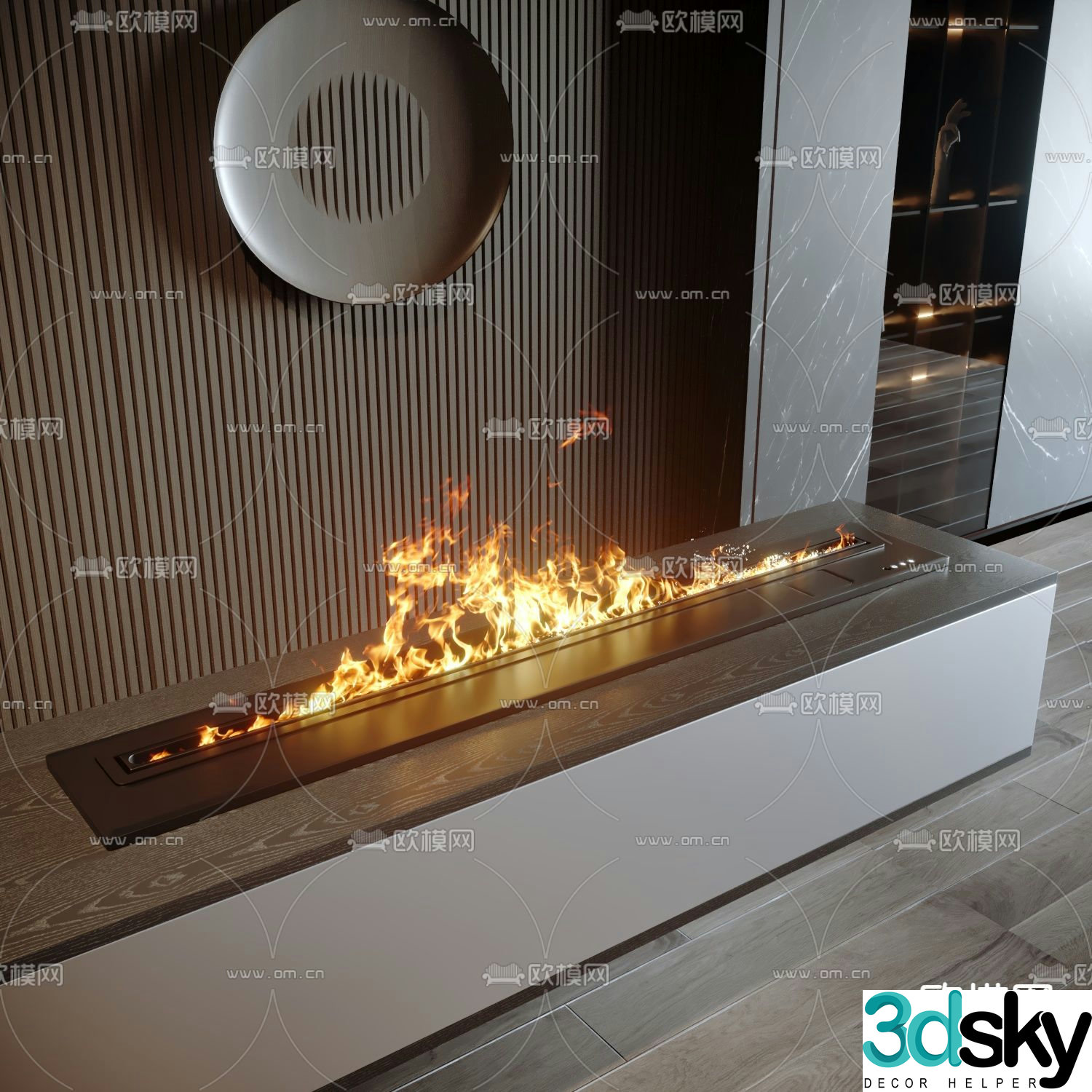 Recessed fireplace Flame 3d model