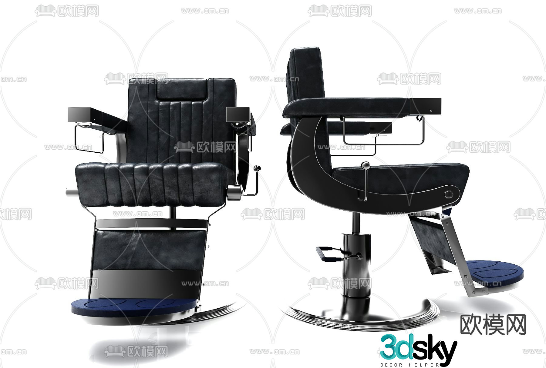Leather barber chair 3d model