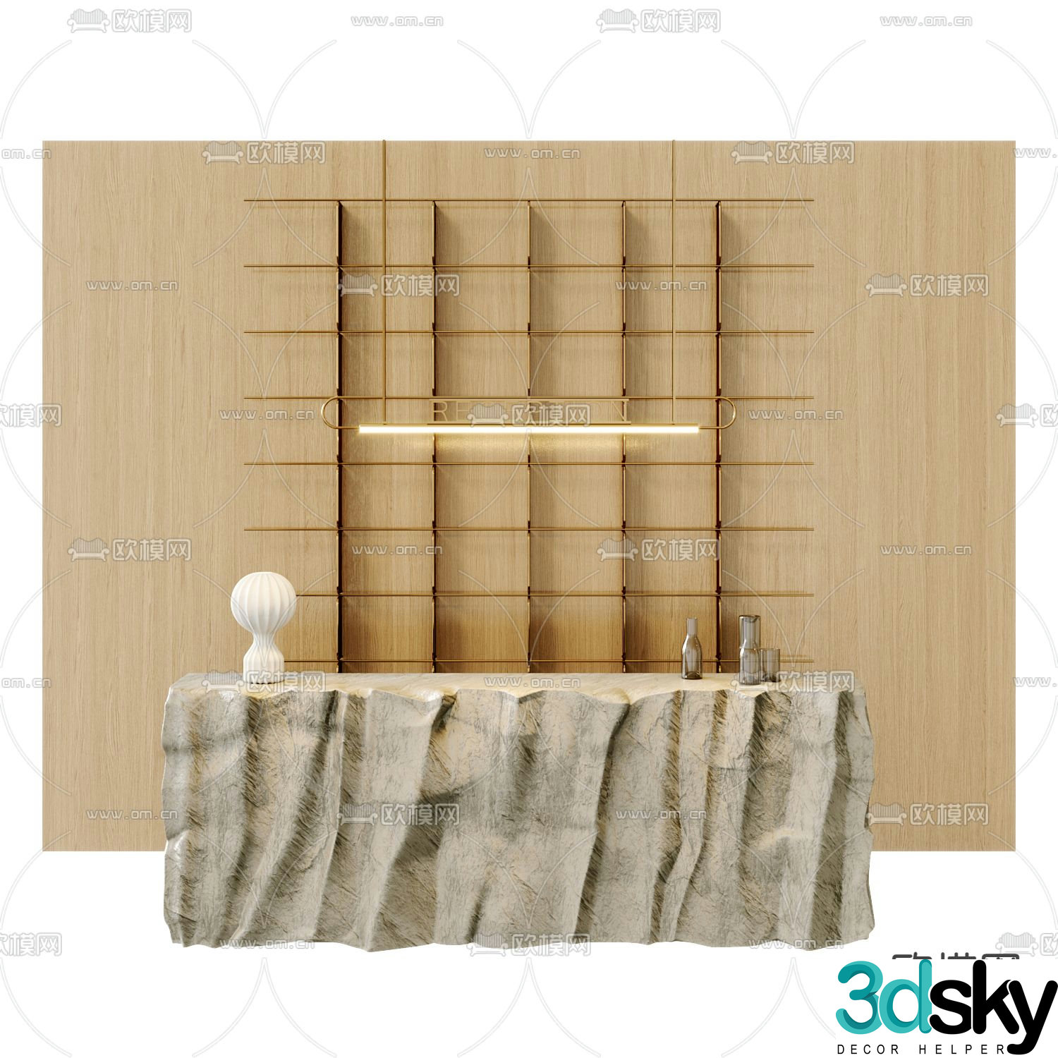 Modern front desk reception desk information desk 3d model