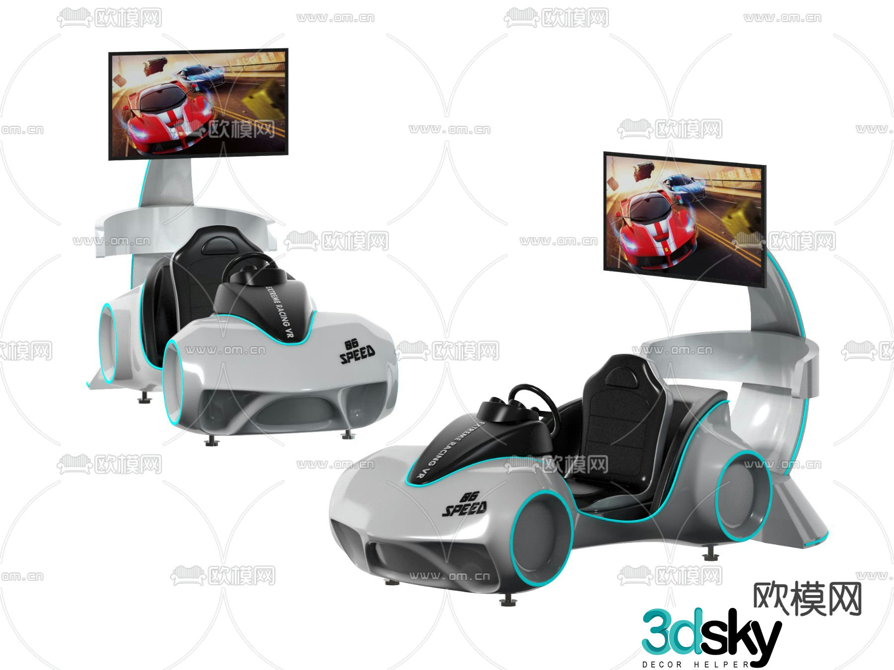 Modern technology racing game console 3d model