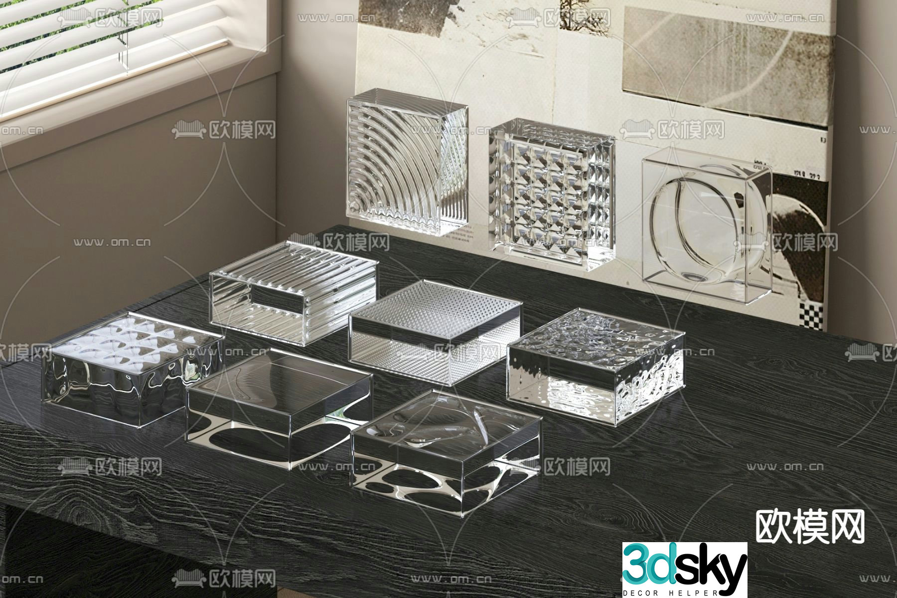 3D model of glass brick partition