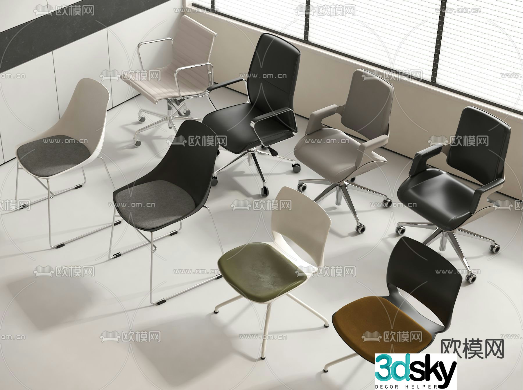 Modern office chair swivel chair leisure chair 3d model