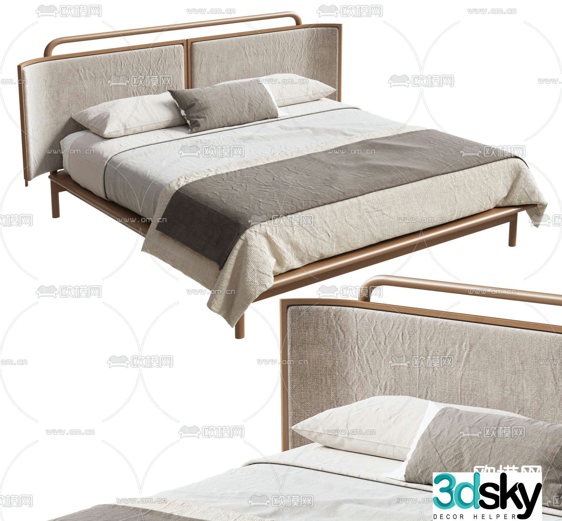 Frida double bed 3d model