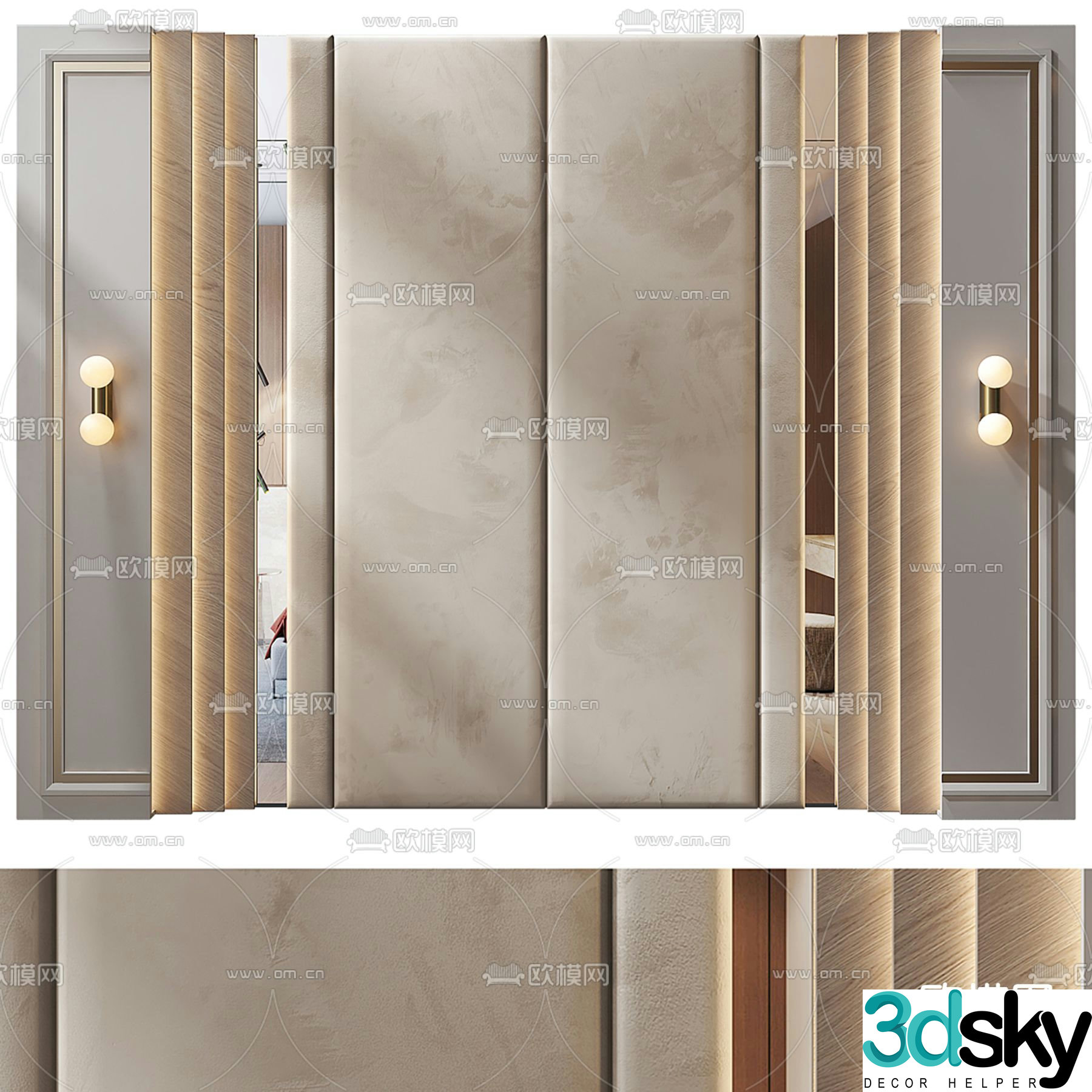 Modern background wall bedside background 3d model