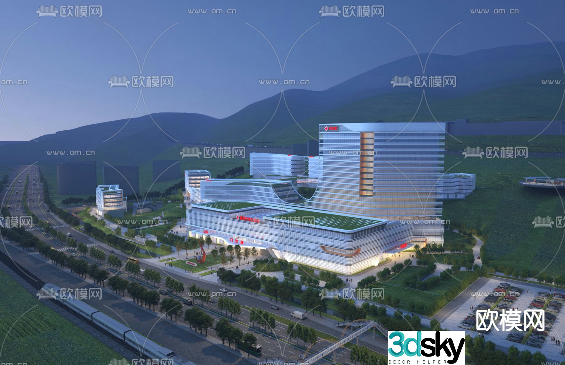 Modern hospital comprehensive hospital 3d model