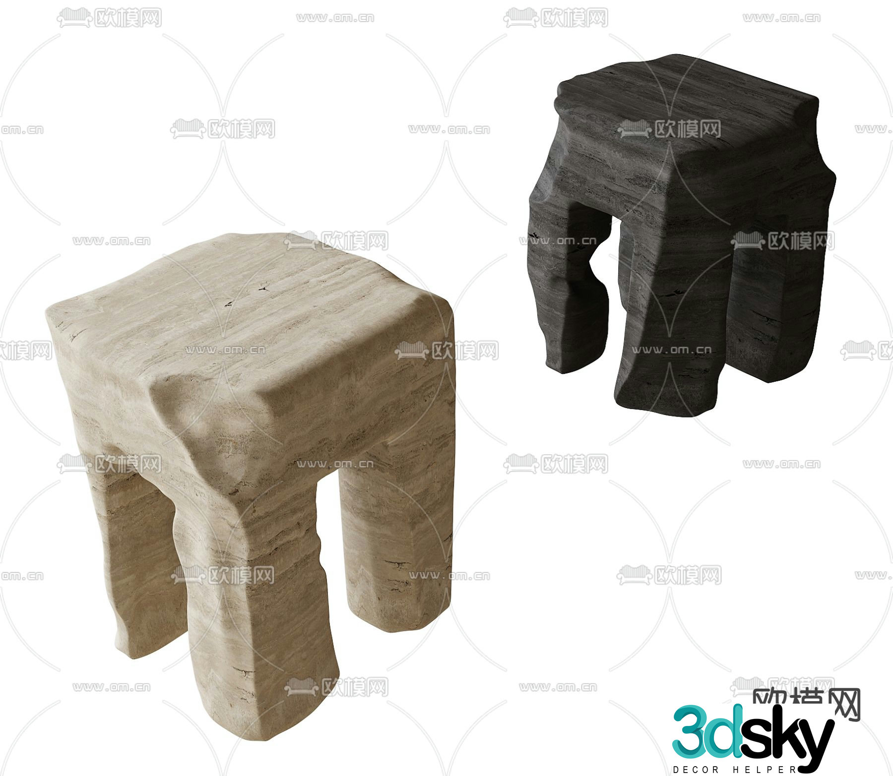 Modern stone stool 3d model