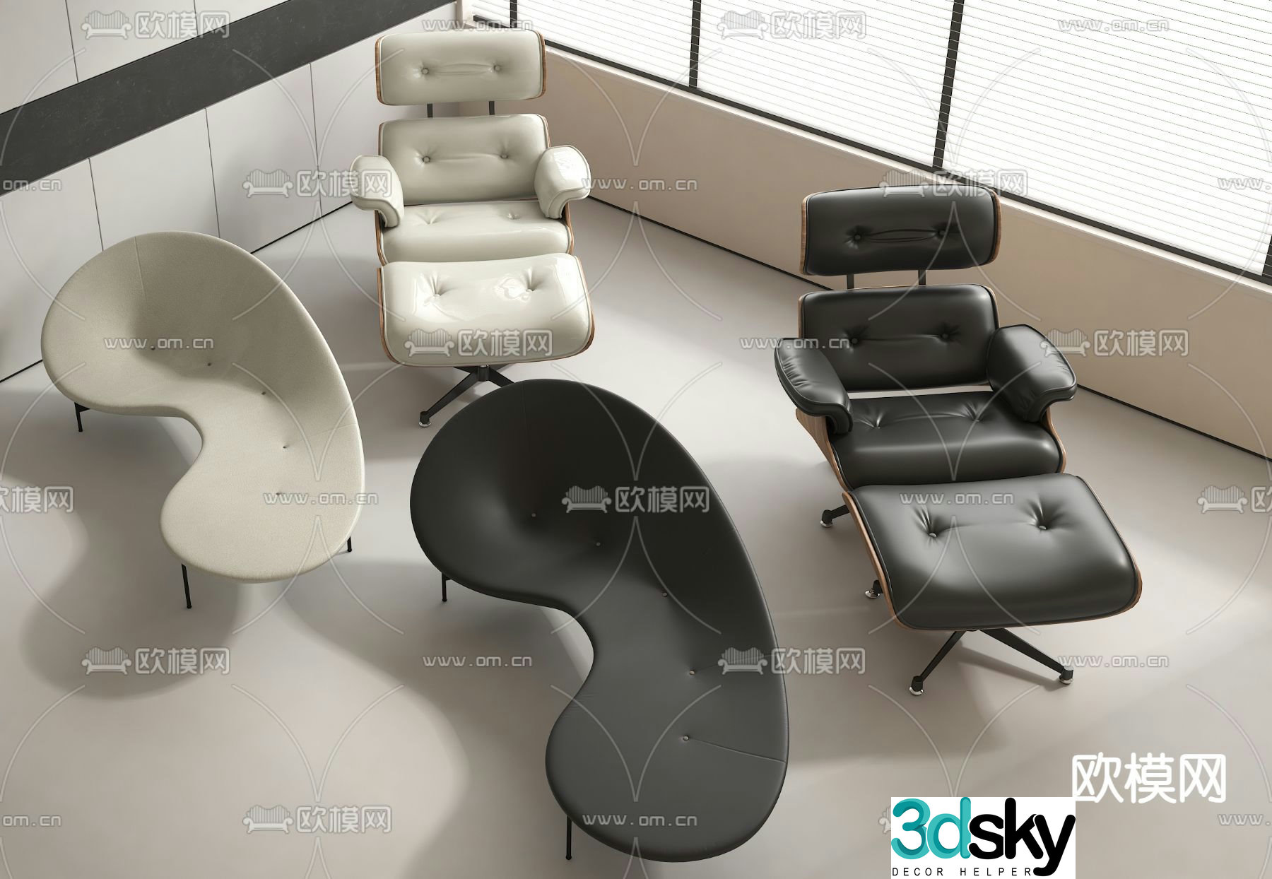 Modern lounge chair armchair chaise longue 3d model