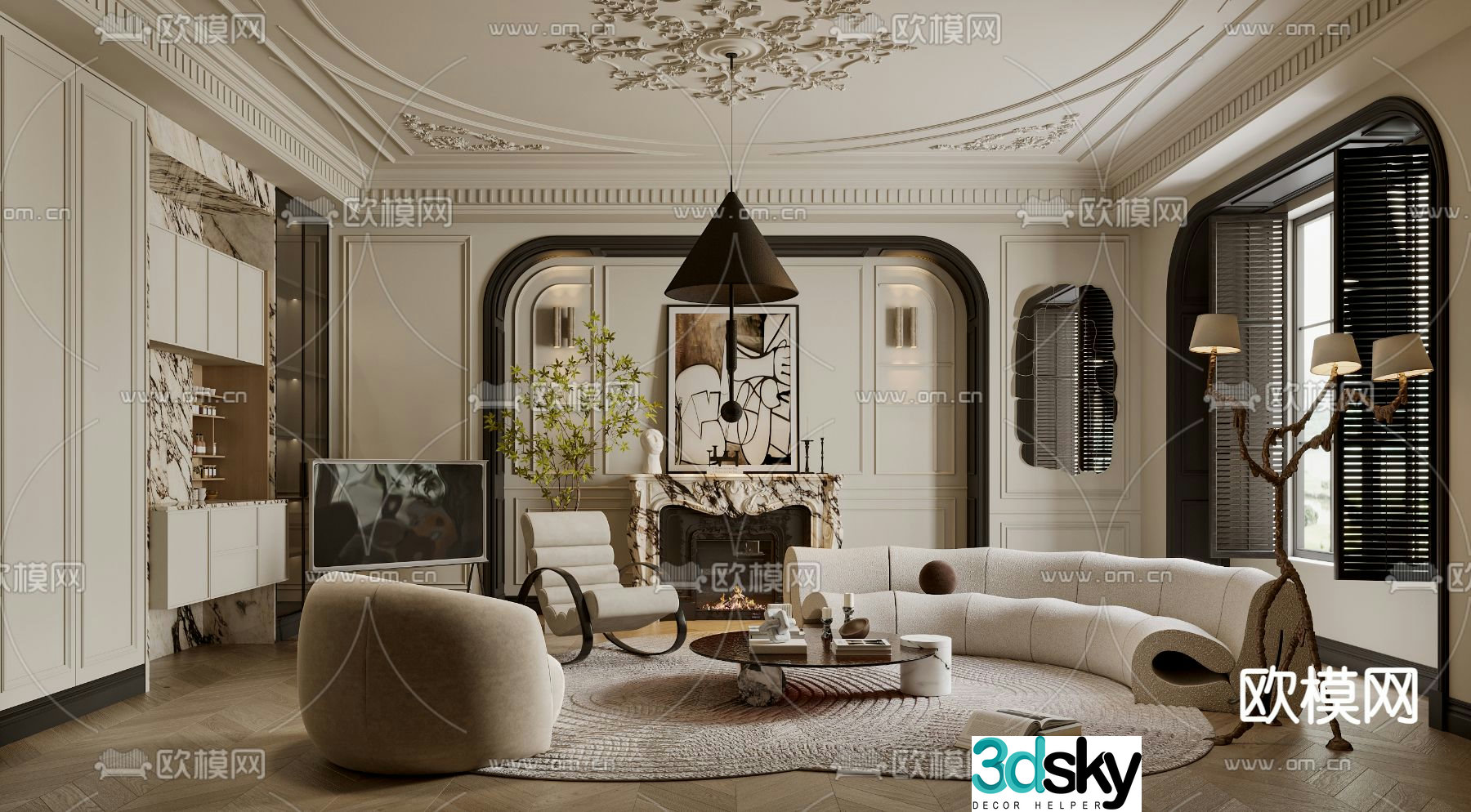 French living room 3d model