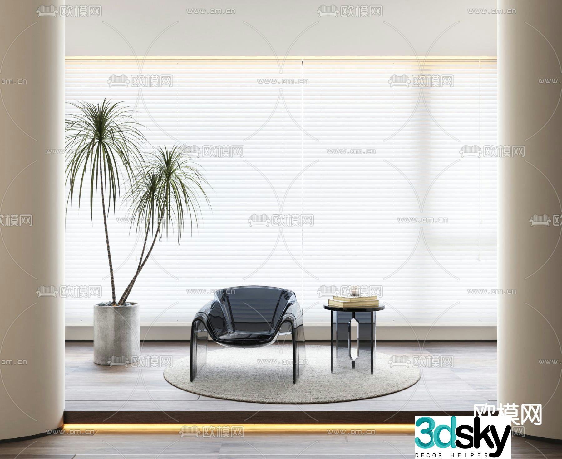 Transparent leisure chair armchair table 3d model