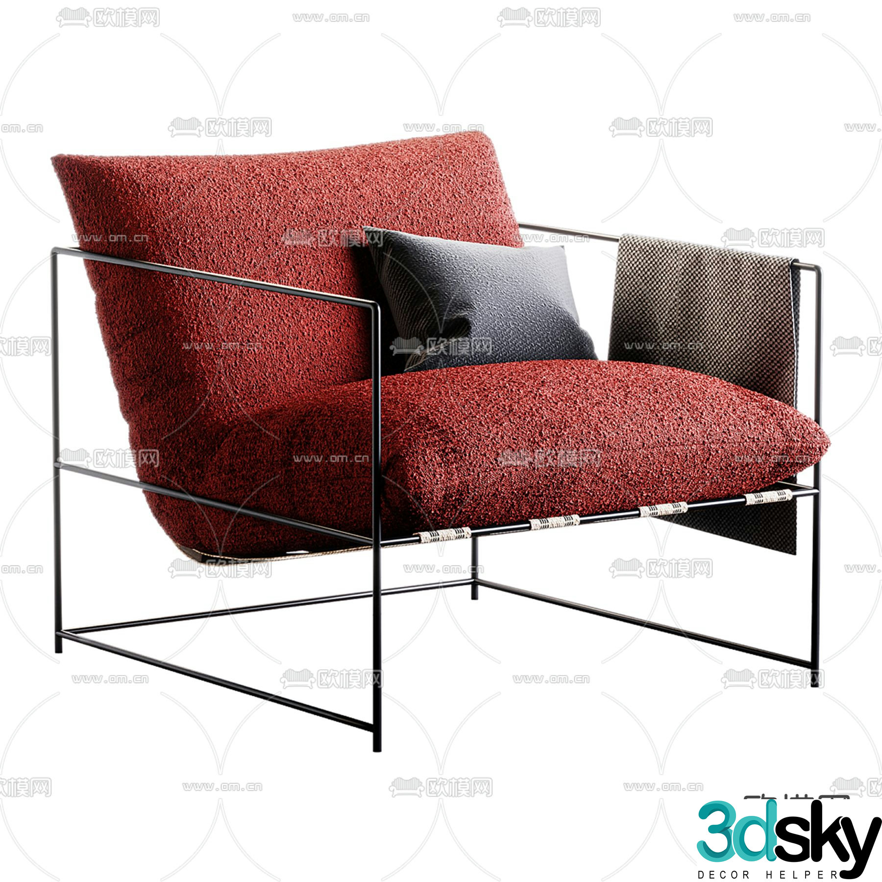 Modern leisure chair single chair back chair 3d model