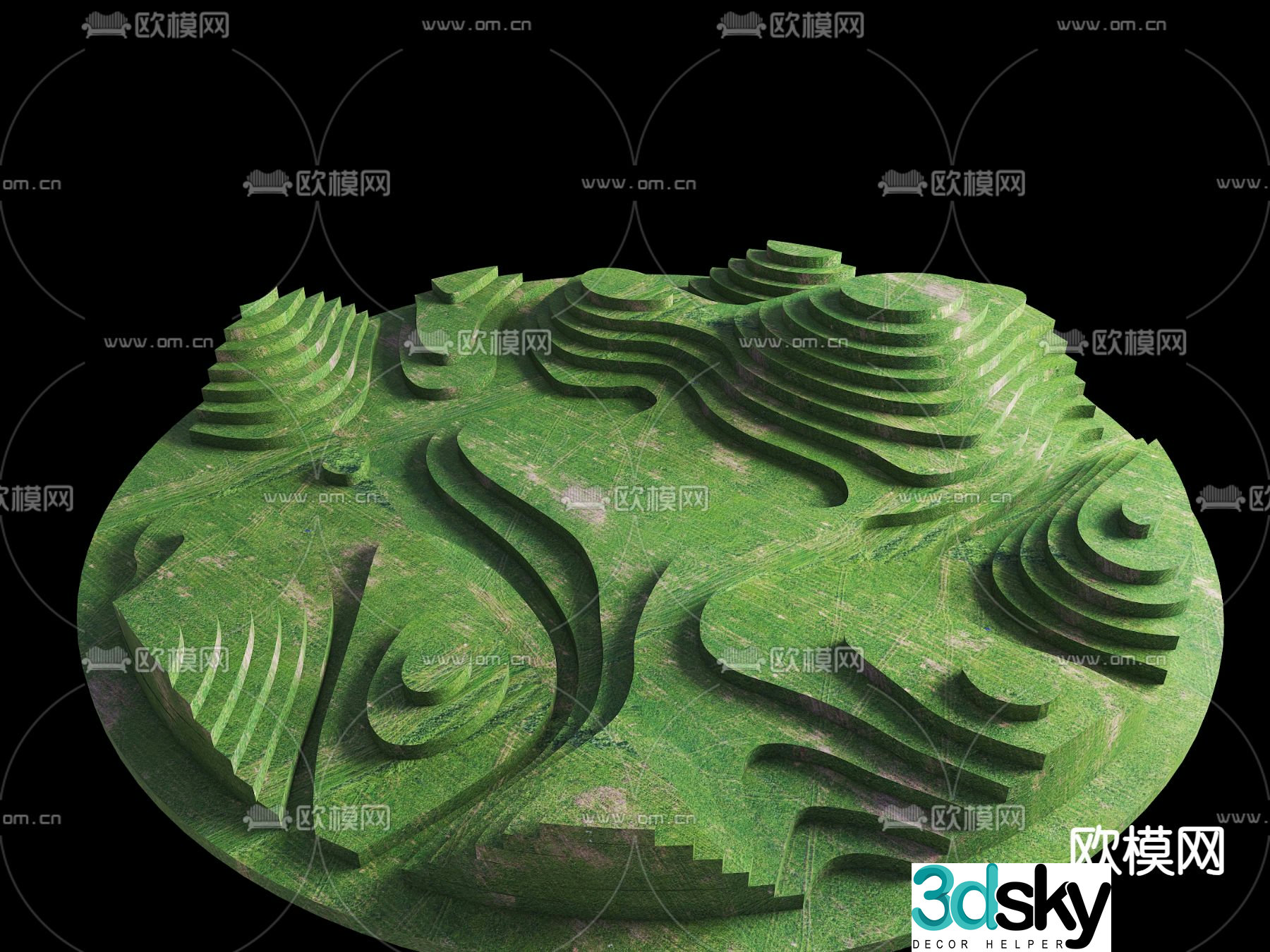 Modern terraces outdoor mountains micro-terrain landscape 3D model