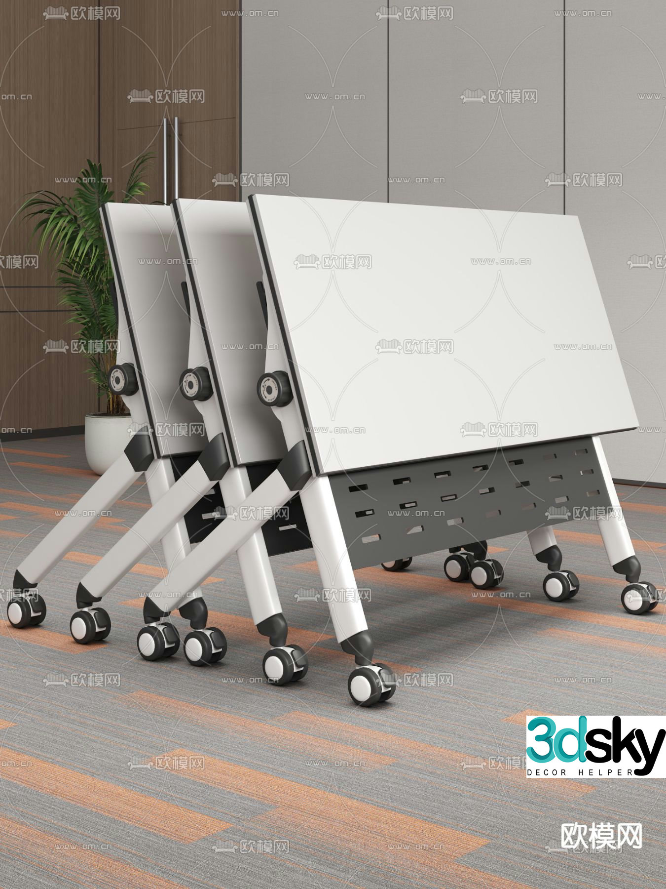 Mobile training table folding table 3d model