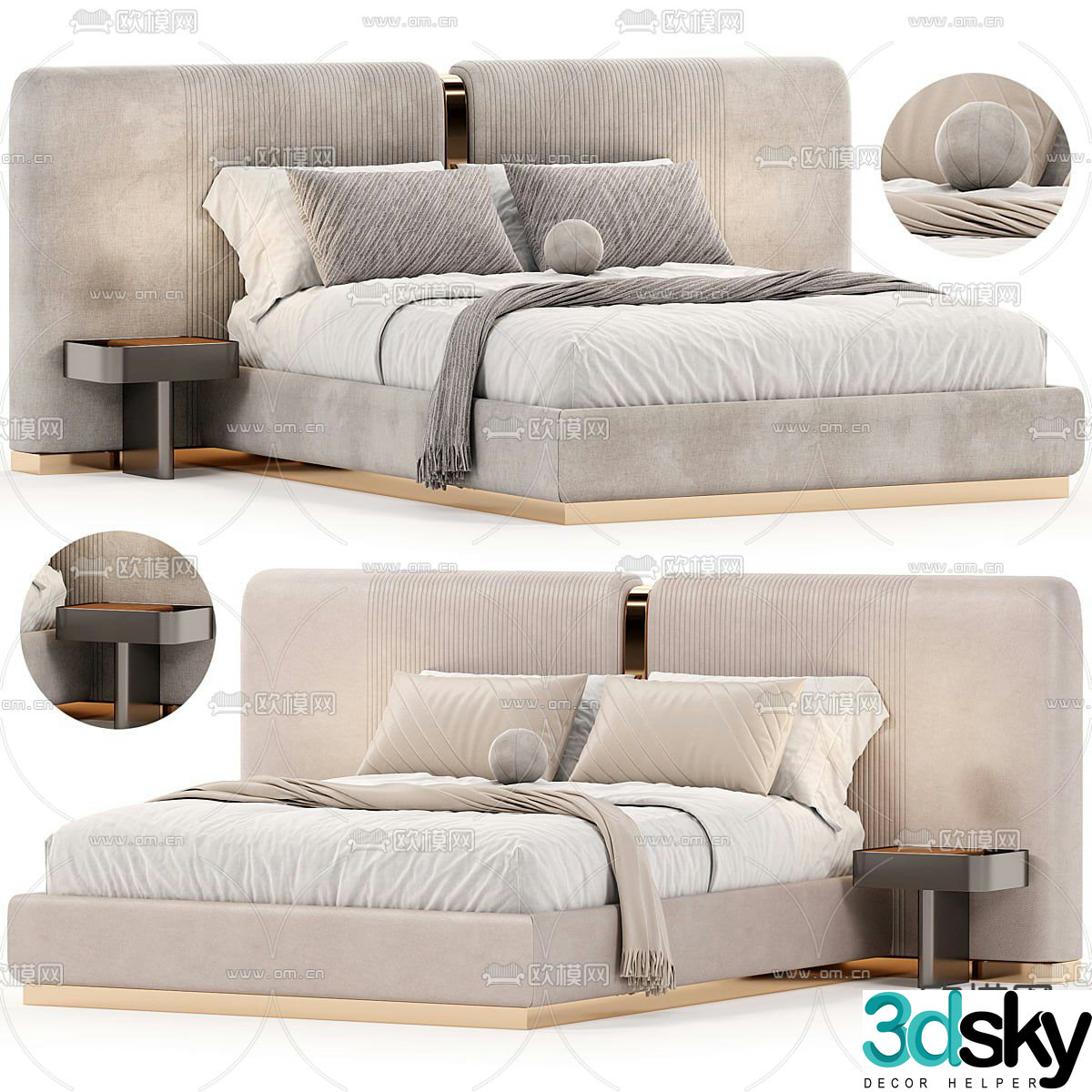 Modern double bed 3d model