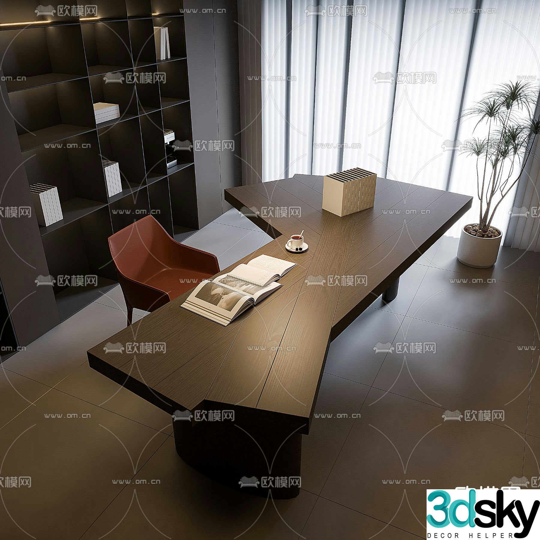 Modern desk study table writing desk 3d model