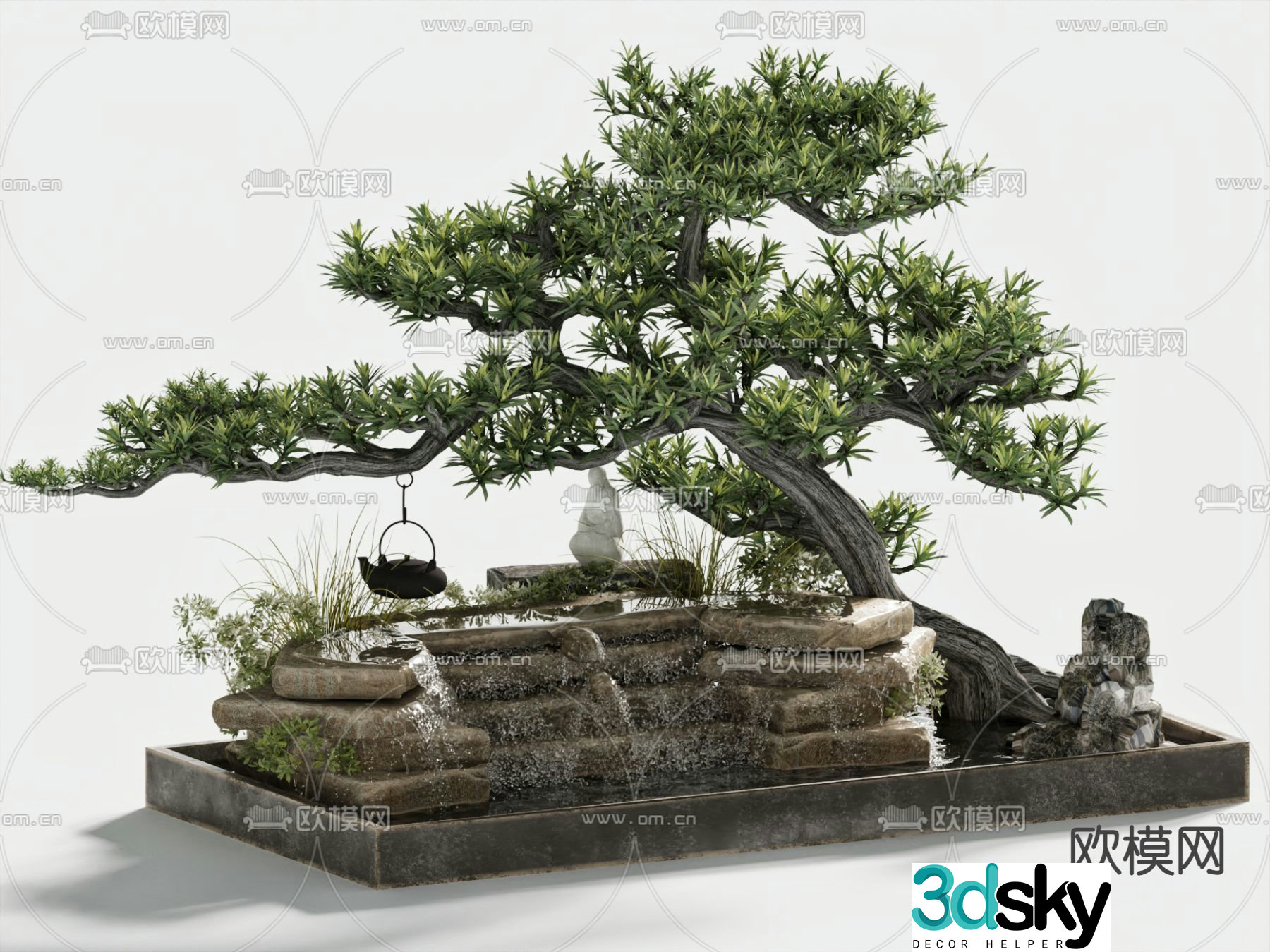 Modern rockery waterscape 3D model