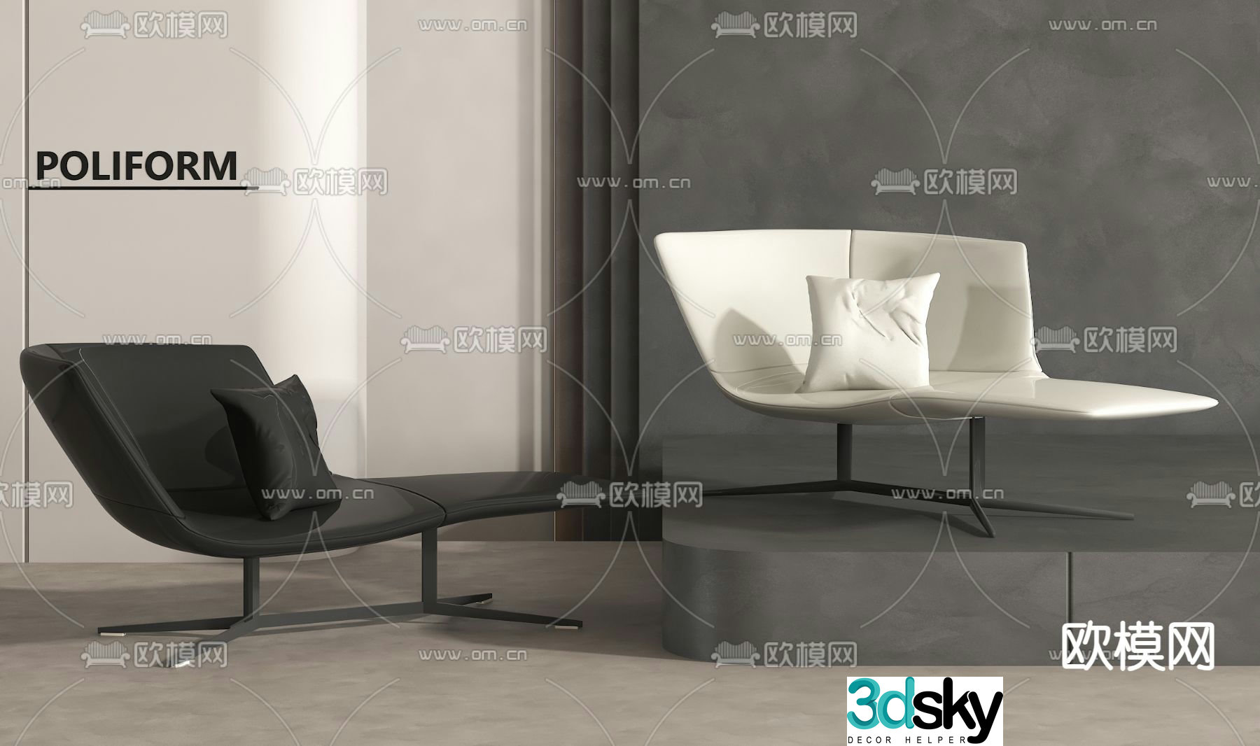 Modern lounge chair chaise longue chaise longue 3d model