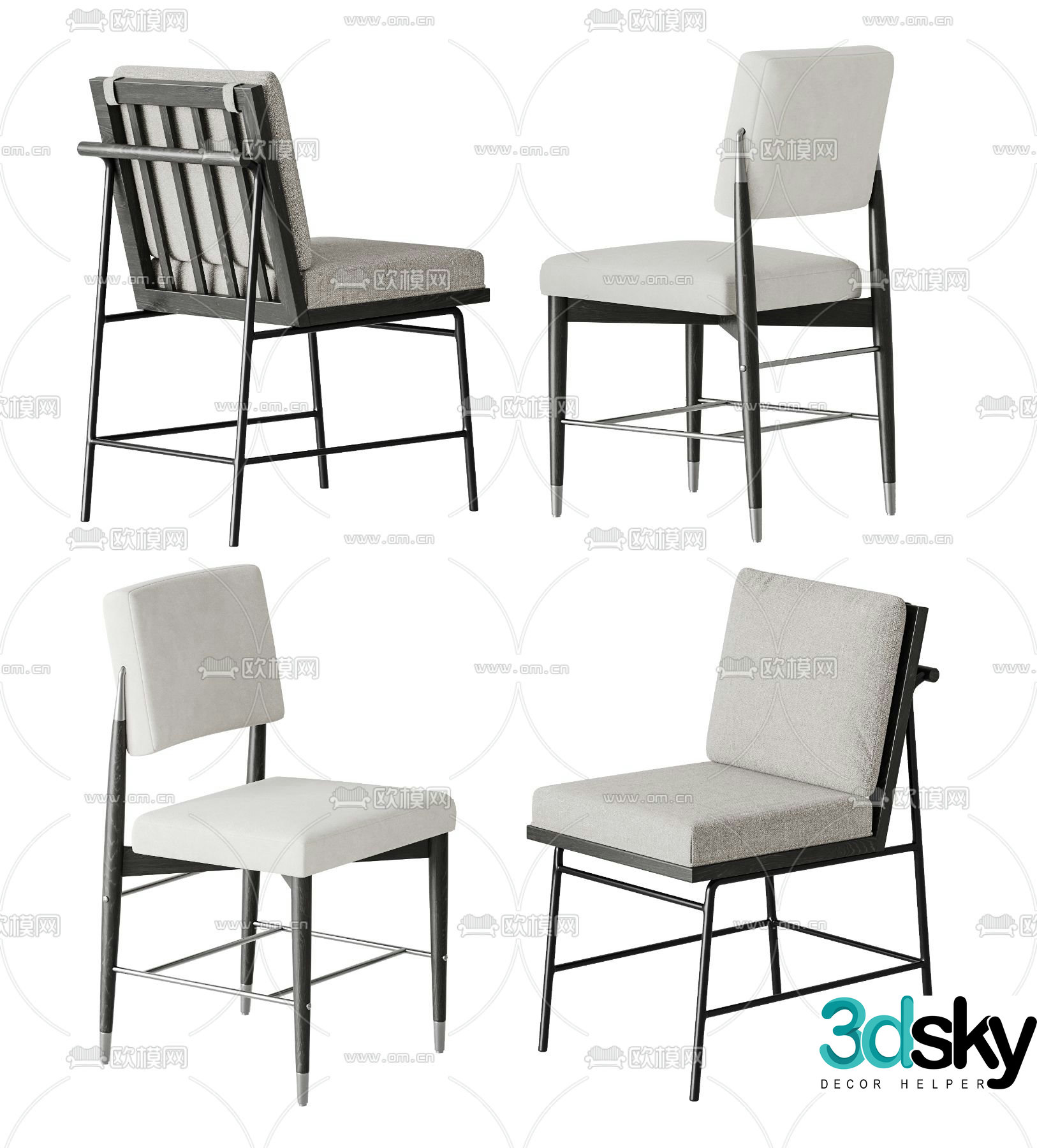 Modern single chair armchair dining chair 3d model