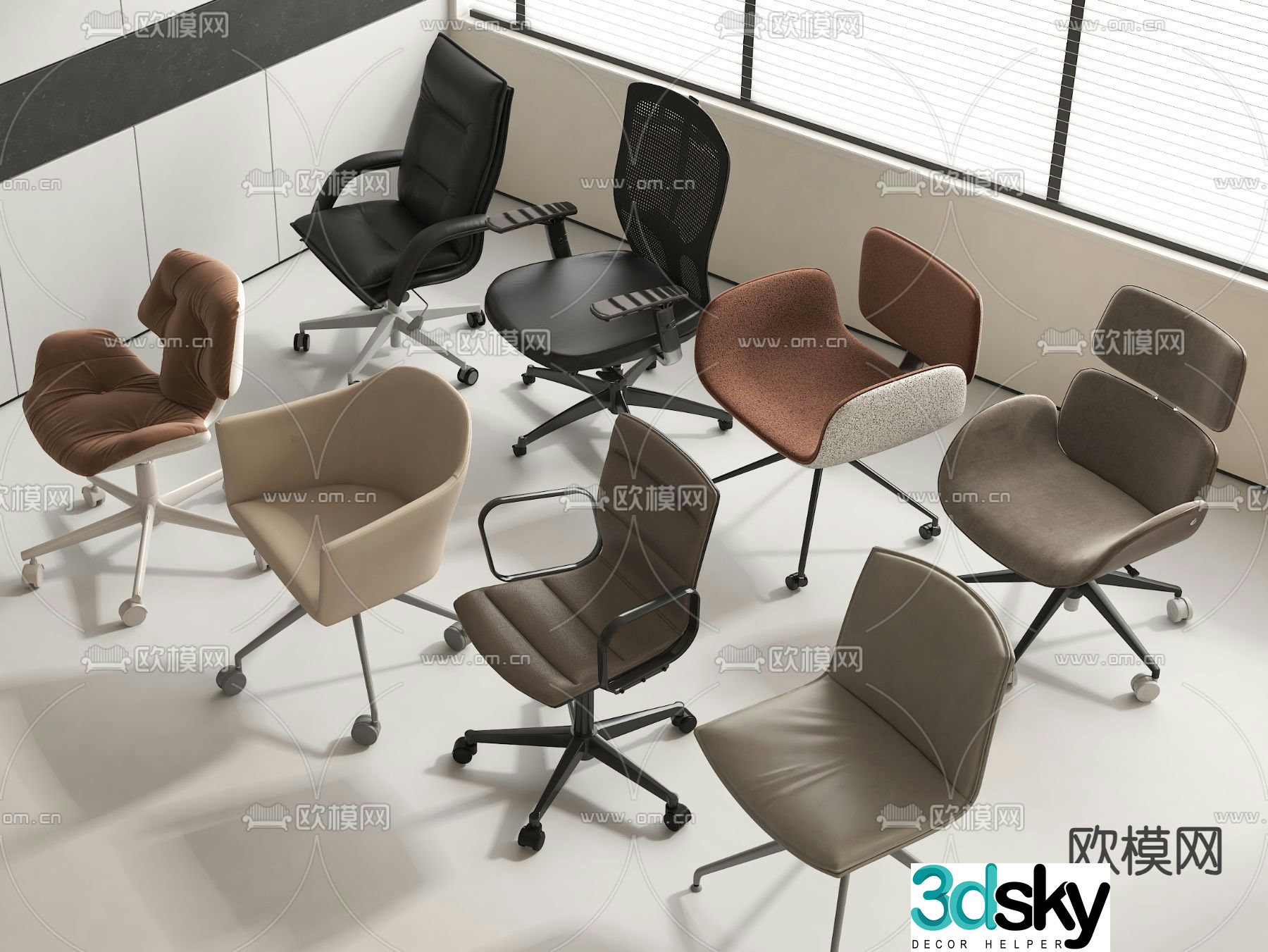 Modern office chair swivel chair leisure chair 3d model