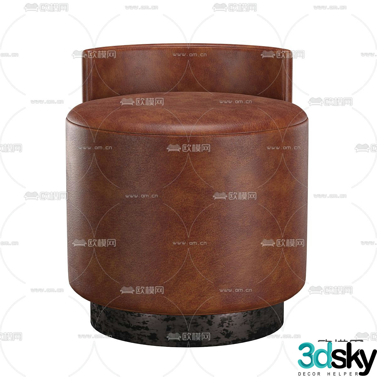 Leather stool sofa stool round stool 3d model