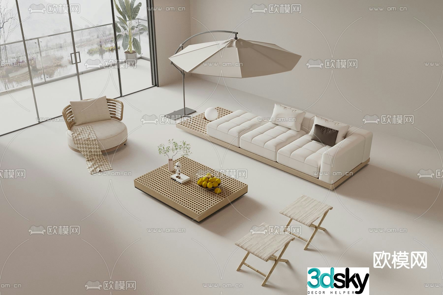 Outdoor sofa modular sofa 3d model