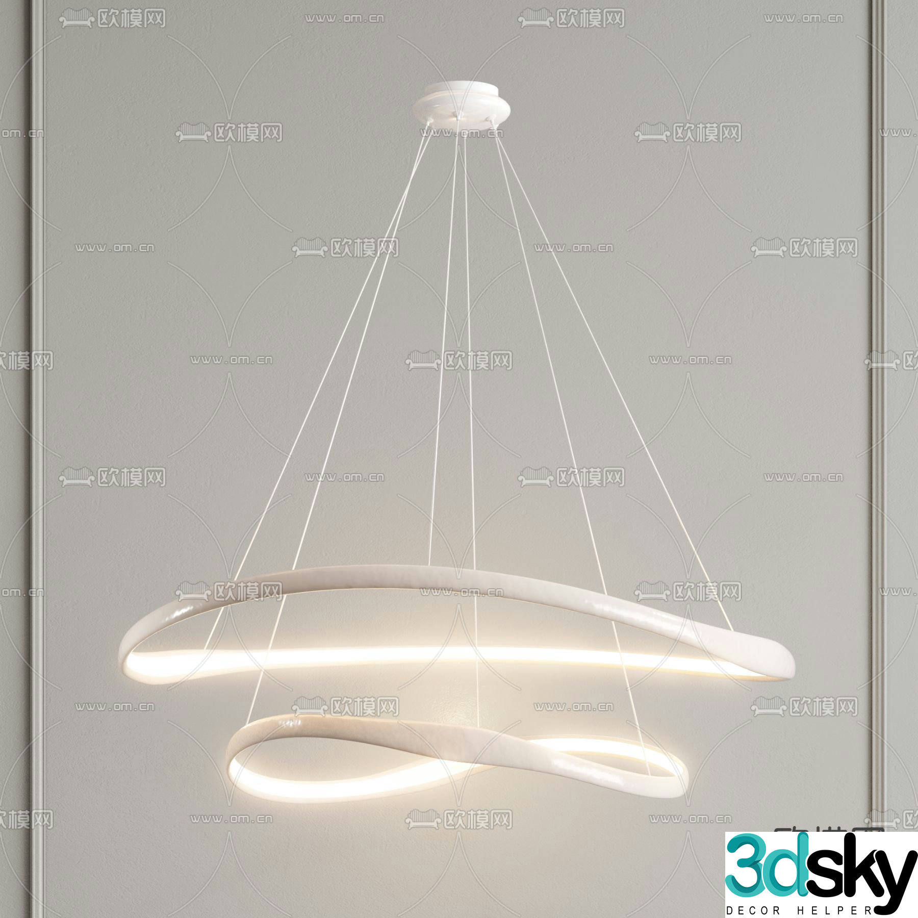 Cream style chandelier art chandelier 3d model