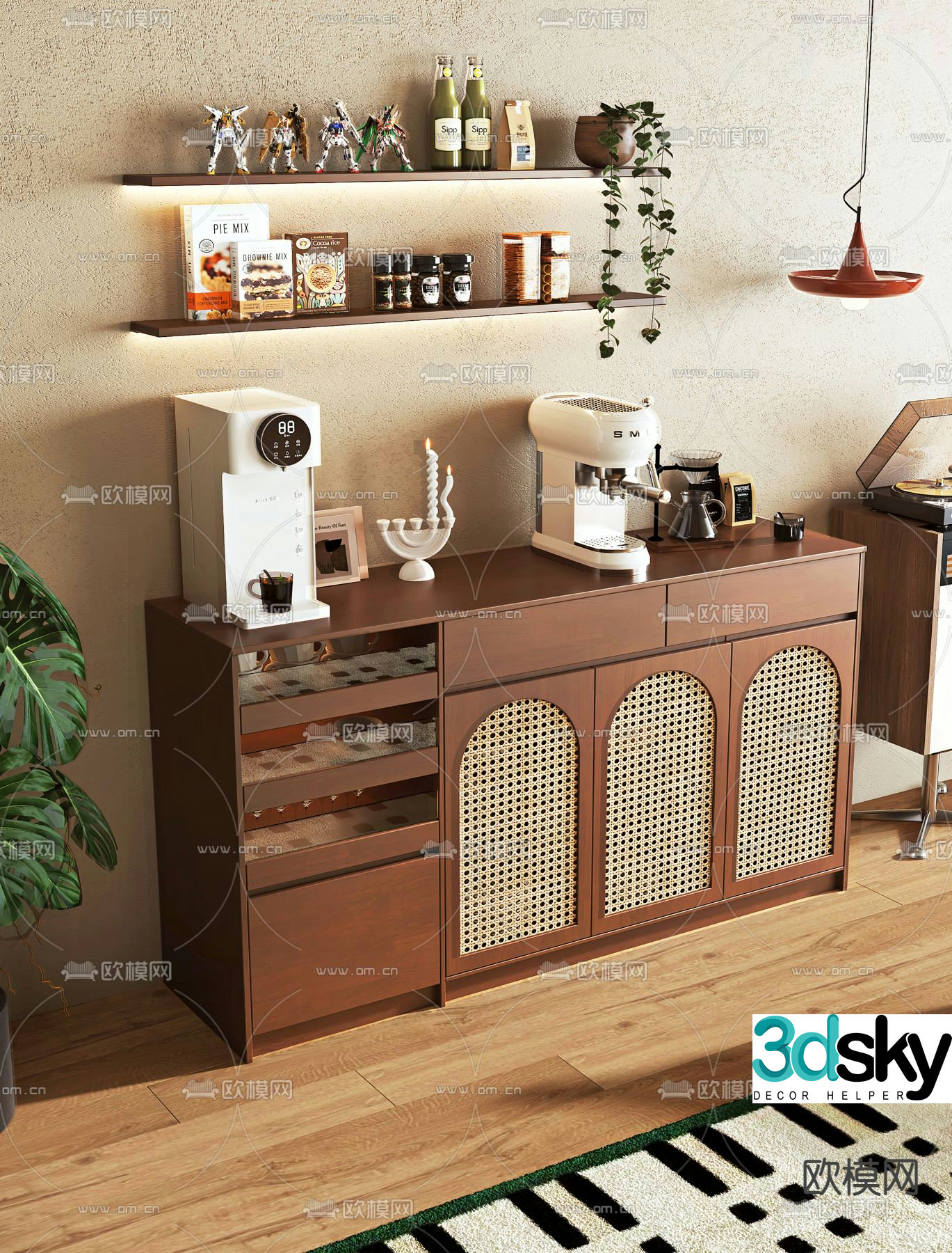 Medieval style sideboard storage cabinet storage cabinet 3d model
