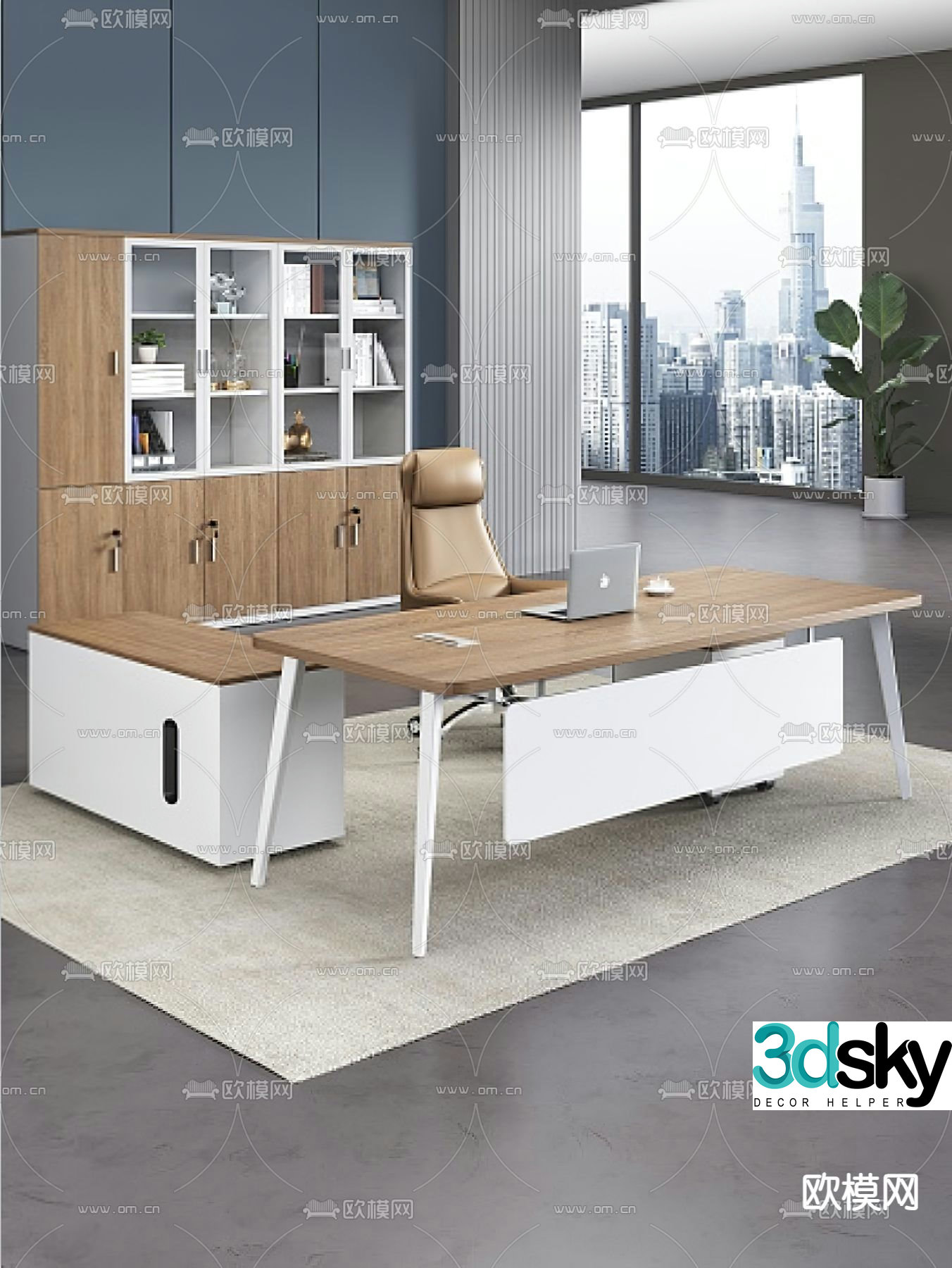 Office desk and chair desk table boss table 3d model