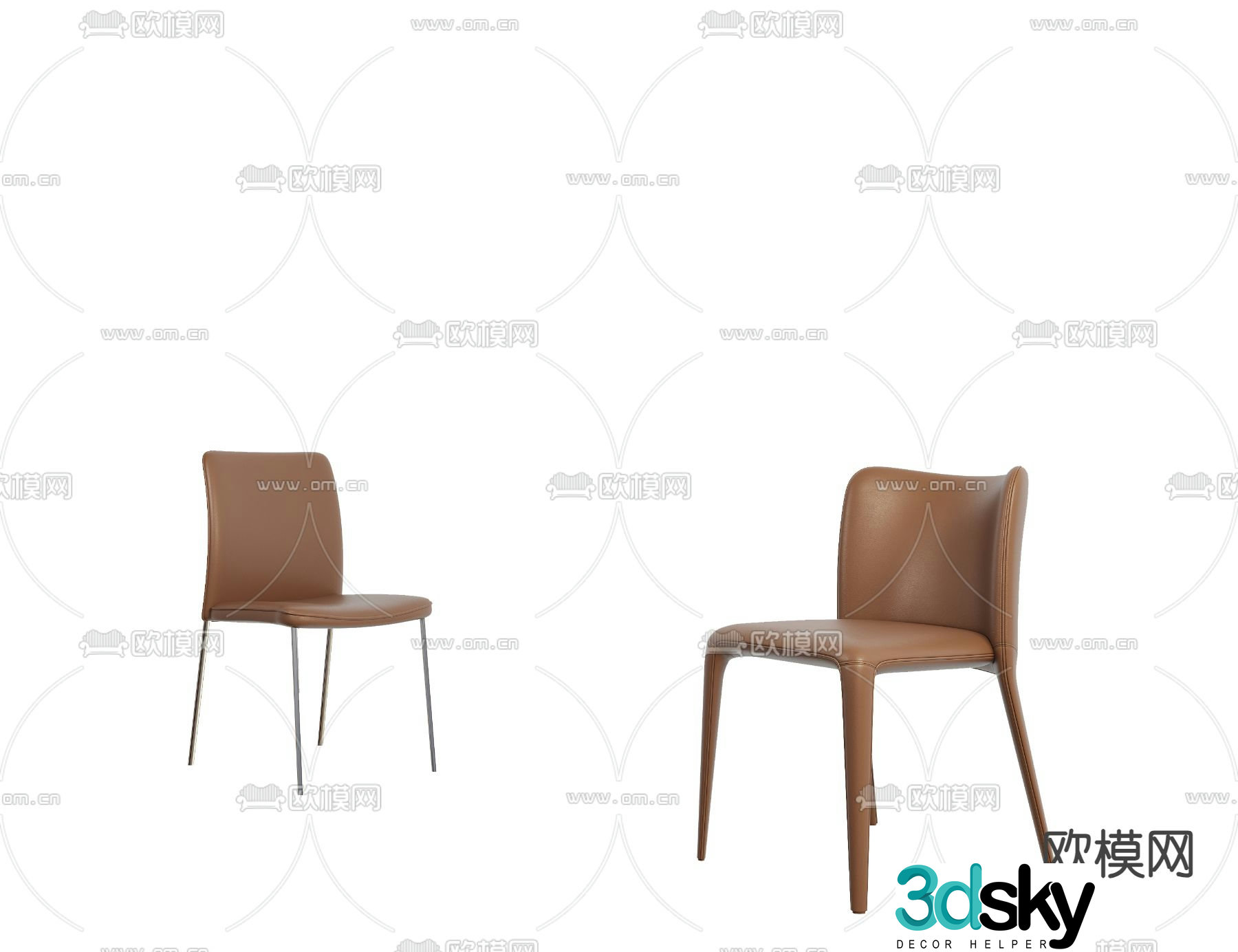 leather chair dining chair 3d model