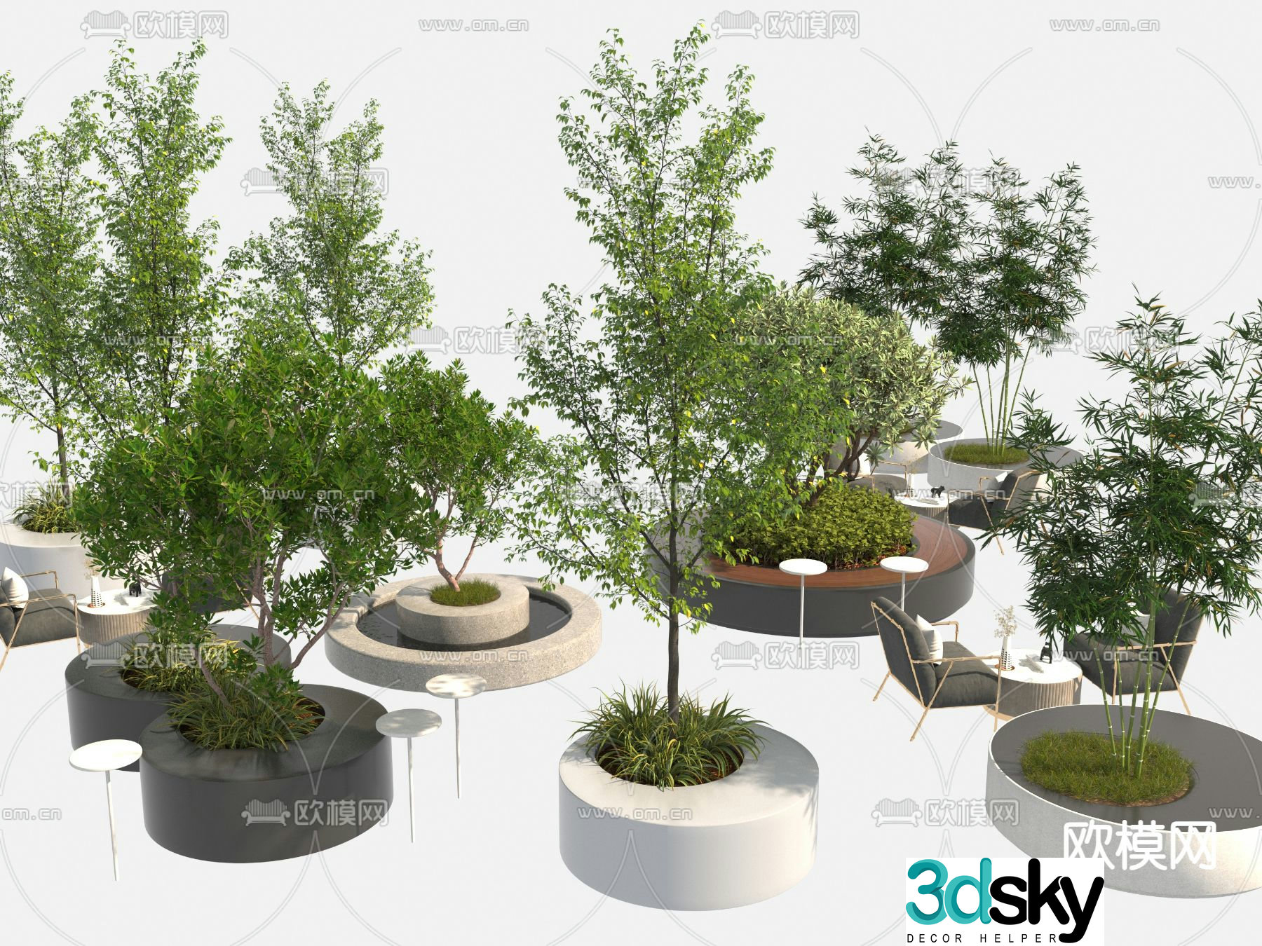 Outdoor chair Tree pool chair Park chair 3d model