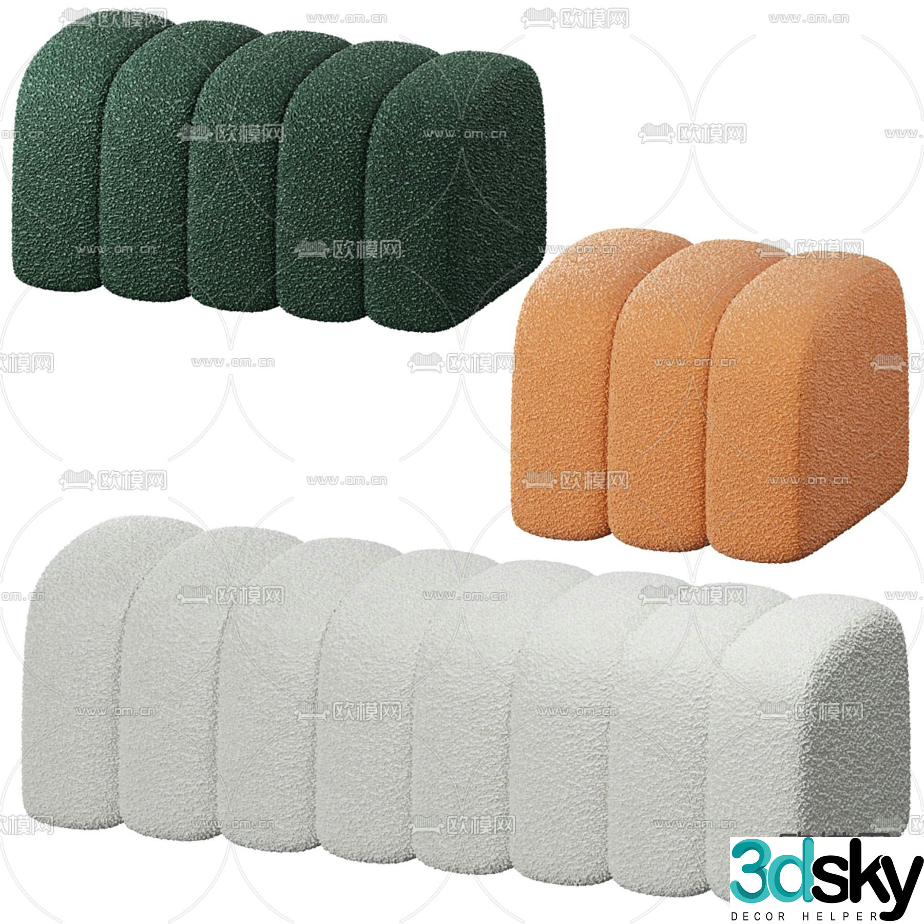 bed end stool footrest 3d model