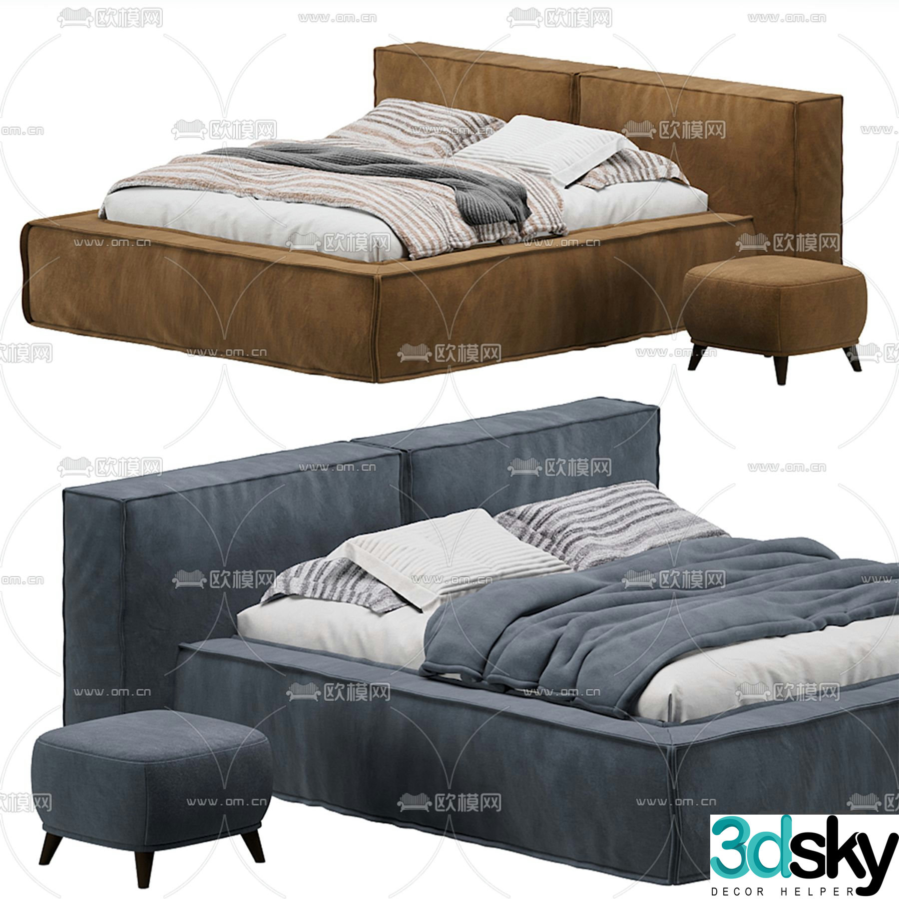 Divan double bed 3d model