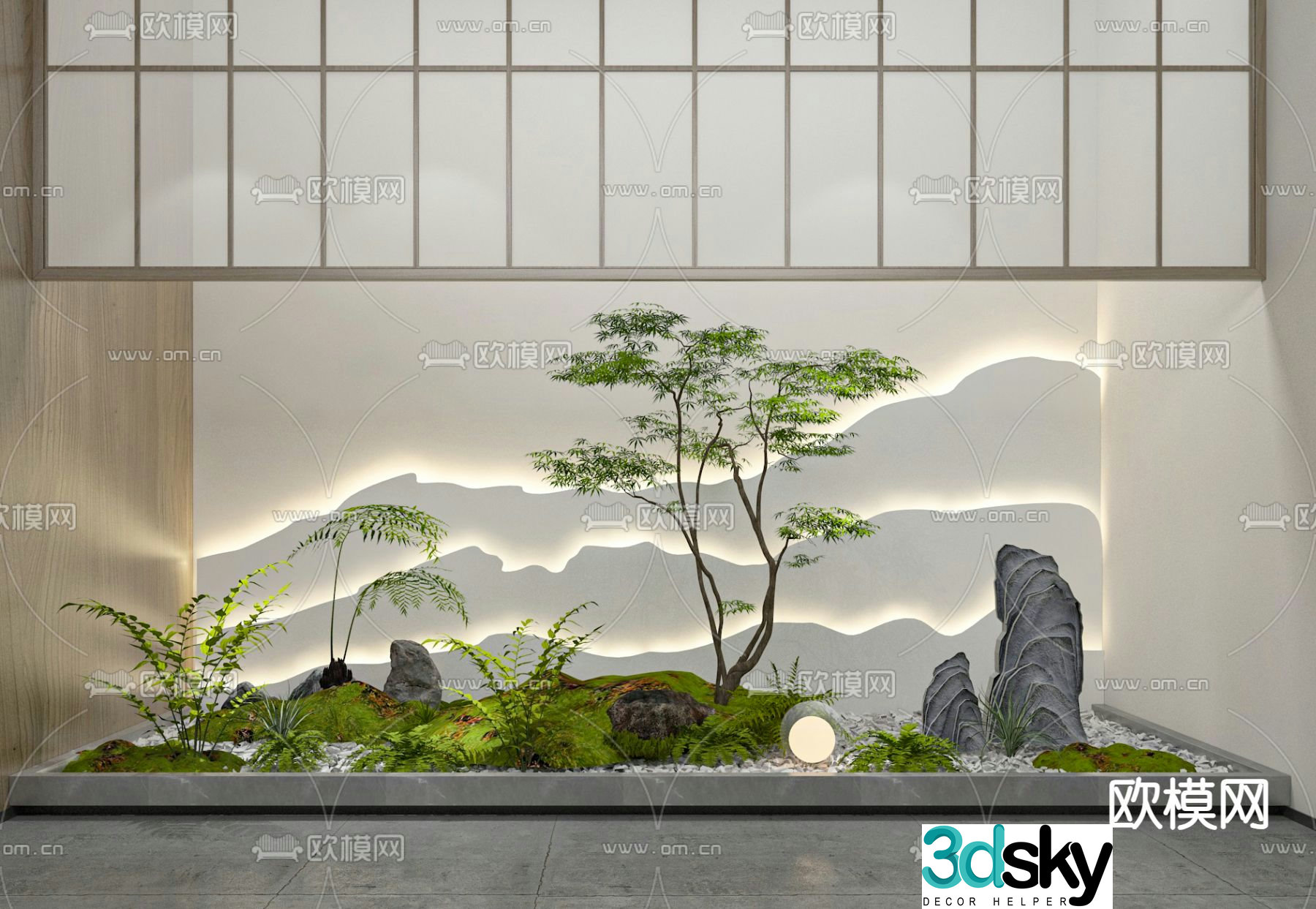 Maple rockery landscaping landscape sketch 3D model