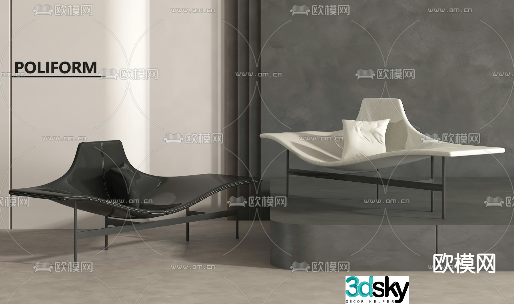Modern lounge chair armchair chaise longue 3d model