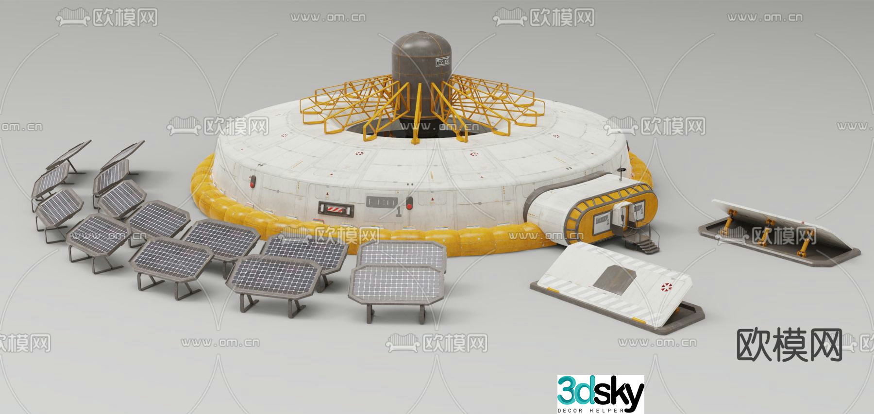 Moon base solar 3d model