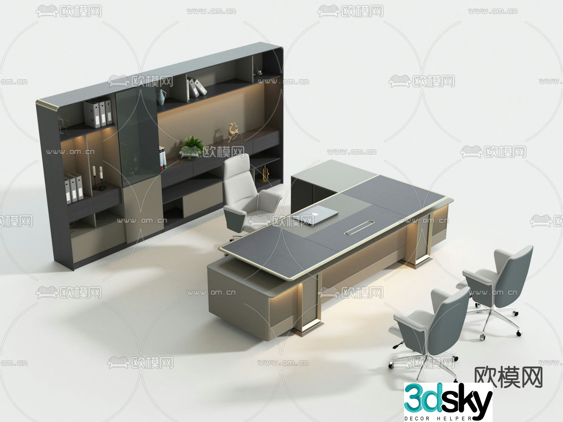 Office desk boss desk executive desk 3d model