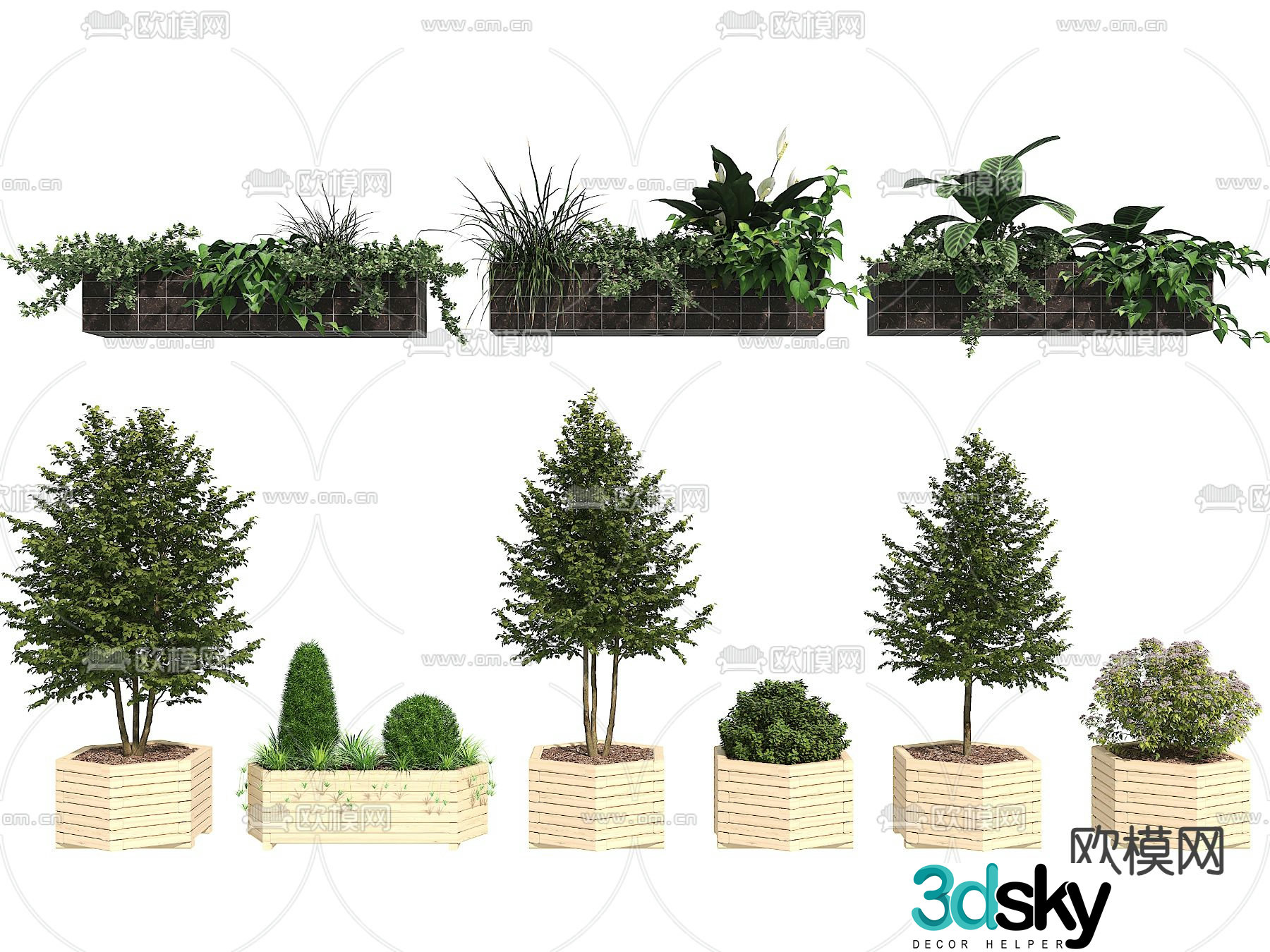 Outdoor flower bed flower box 3d model