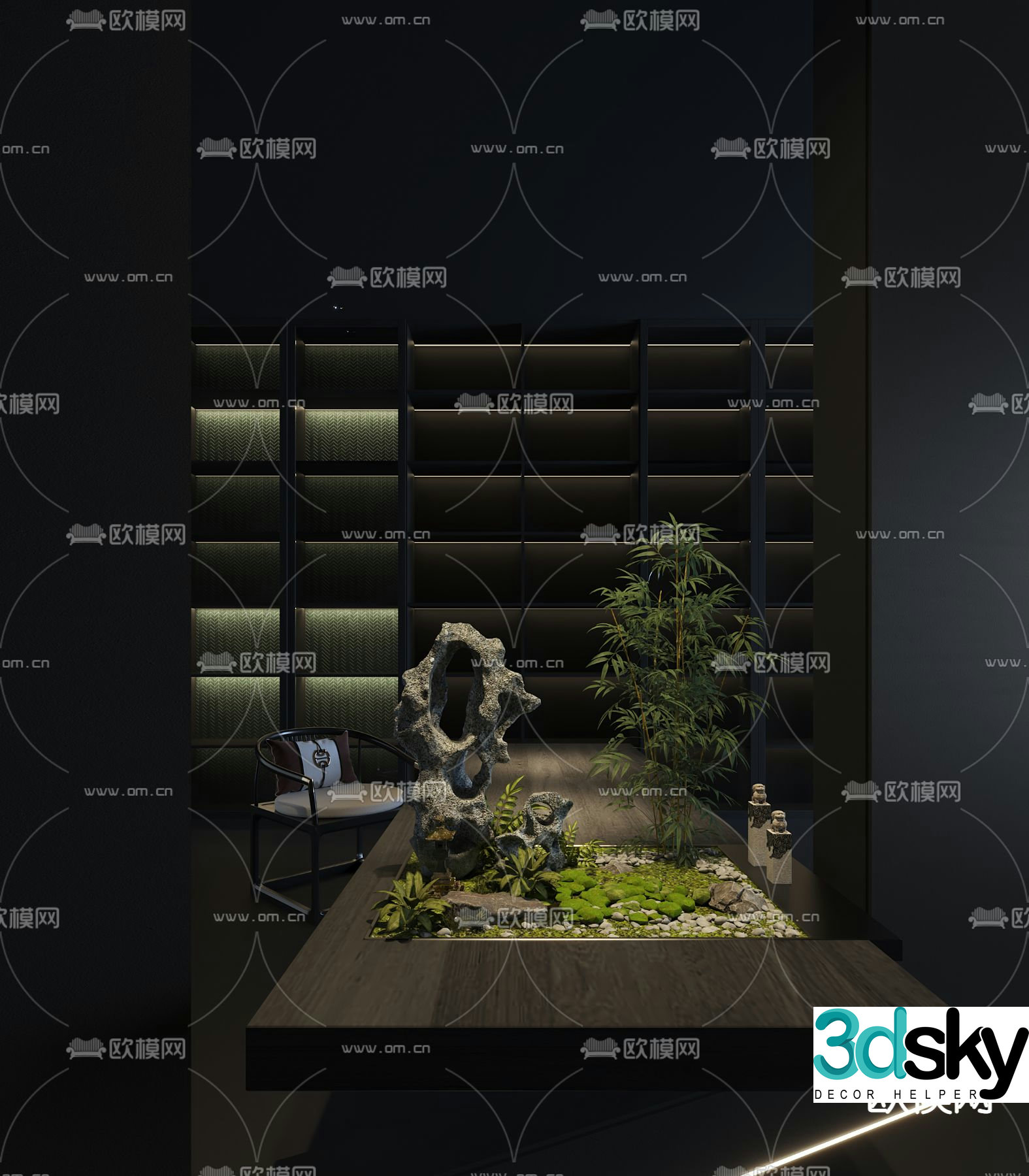 Desktop landscaping rockery sketch 3D model